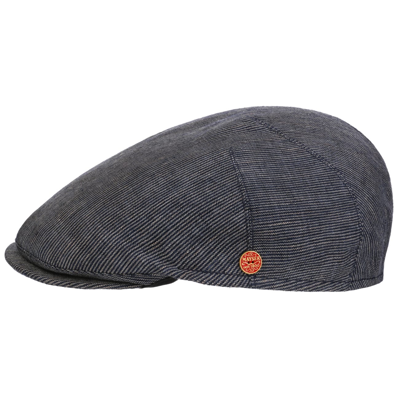 Mayser Sidney Linen Stripes Flat Cap - Classic Men's Summer Hat for Outdoor Activities, Travel & Casual Wear