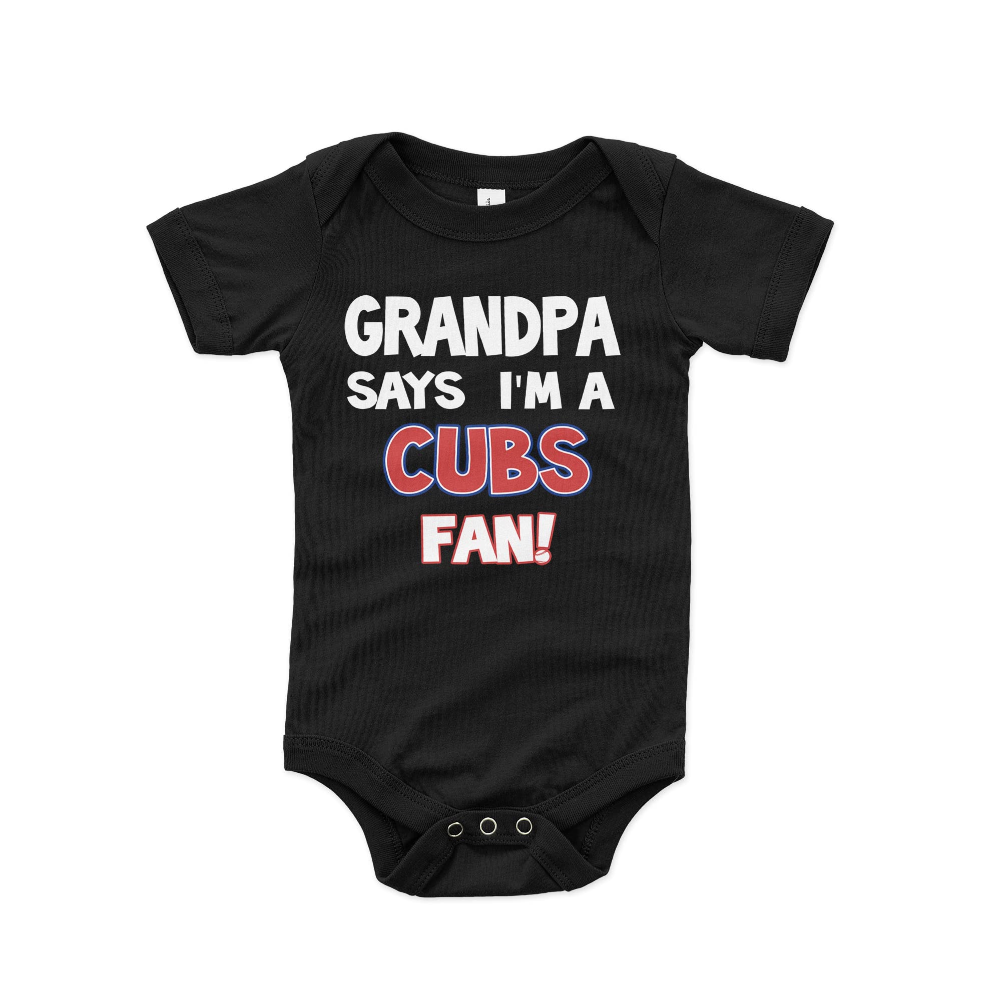 NanyCrafts Grandpa Says I'm a Cubs Fan Baby Bodysuit - Adorable Chicago Cubs Fan Outfit for Infants - Perfect for Game Day, Family Photos & Baseball Themed Events