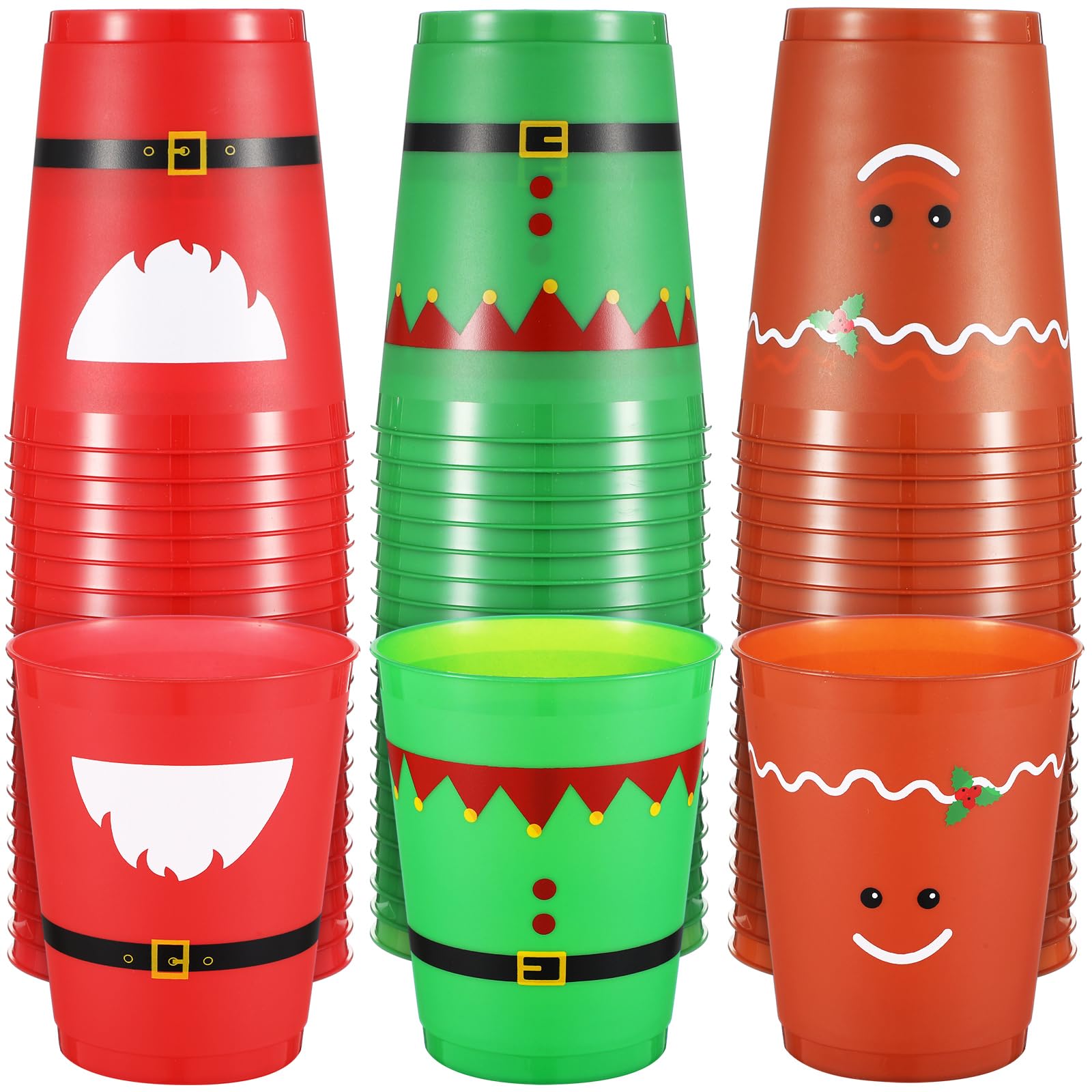 60 Pcs 16oz Reusable Christmas Plastic Cups - Merry Xmas Coffee Mugs for Hot Chocolate, Beer & Ice Cream - Holiday Party Supplies for New Year, Office & Home Decor (Novel Style) - Perfect for Christmas Parties, Family Gatherings & Festive Celebrations