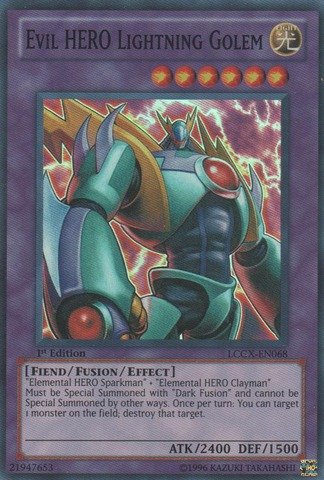 Evil HERO Lightning Golem - LCGX-EN068 Super Rare 1st Edition Yugioh Trading Card - Perfect for Collectors and Competitive Deck Building