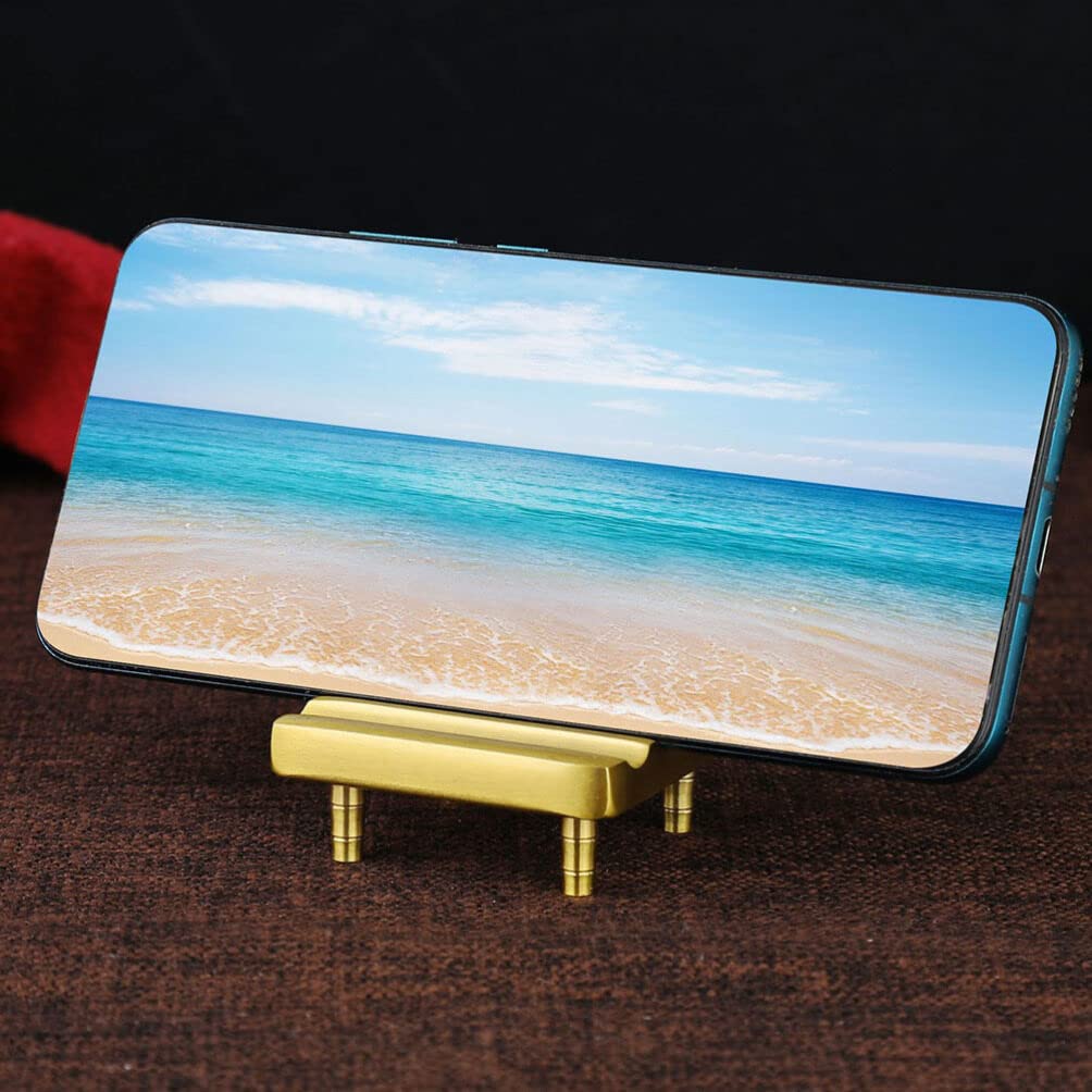 Stylish Brass Phone Stand for Desk - Elegant Office Accessory & Cell Phone Holder - Perfect for Home, Office, and Workspace Organization