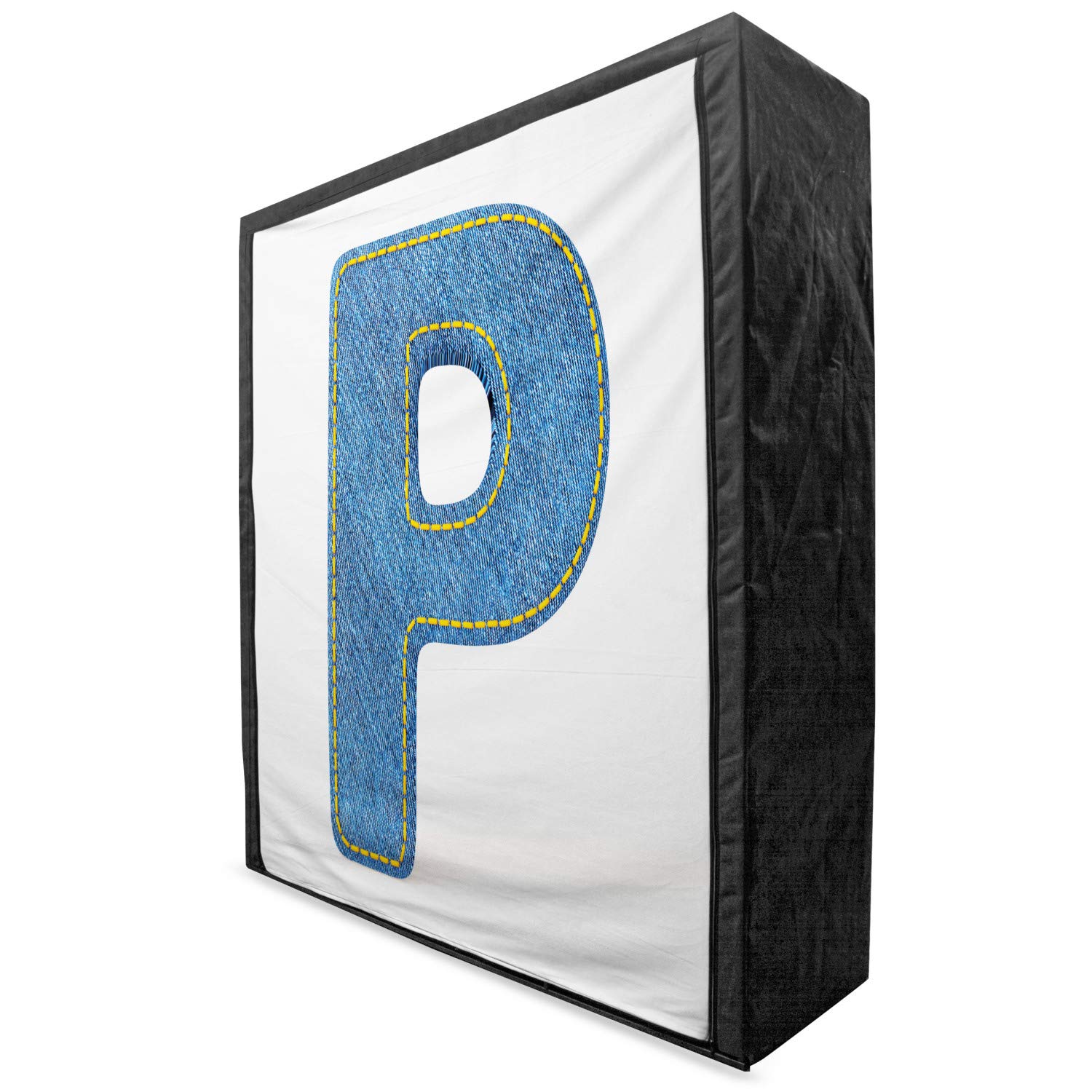 Ambesonne Letter P Fabric Wardrobe Closet Organizer with Blue Jean Stitch Print, 59