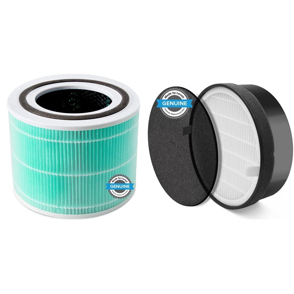 LEVOIT LV-H132-RF Replacement Air Purifier Filter - 3-in-1 True HEPA Filter with Activated Carbon for Toxin & Odor Removal - Compatible with LEVOIT Air Purifiers - Perfect for Home, Office & Bedroom Air Purification