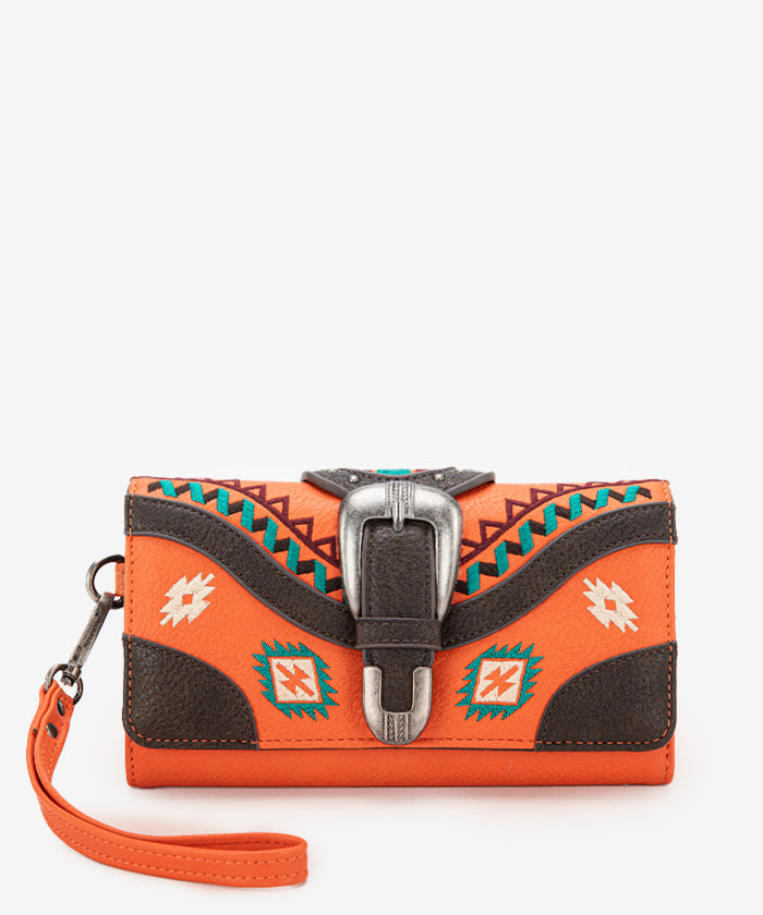 Montana West Southwestern Buckle Wristlet - Stylish Leather Clutch Purse for Women | Perfect for Parties, Date Nights & Everyday Use