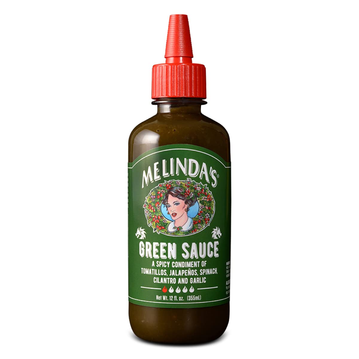 Melinda's Mild Green Chile Hot Sauce - 12 oz Bottle | Gourmet Verde Sauce with Fresh Tomatillos, Jalapeño, Spinach & Cilantro | Kosher Certified | Perfect for Tacos, Burritos, Eggs & Grilled Meats