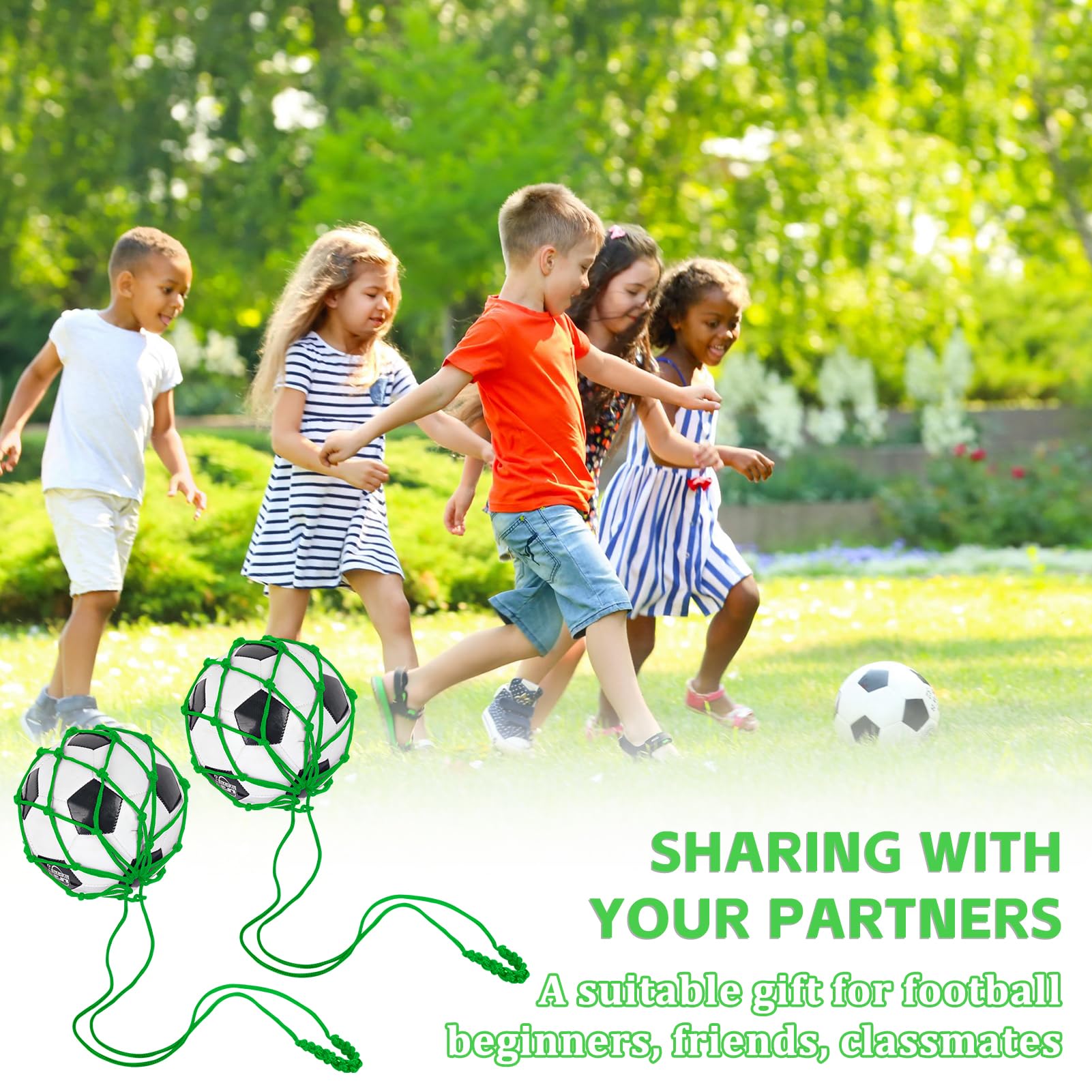 2 Pack Soccer Kick Trainer - Football Ball Net Kicker for Size 3, 4, 5 Balls - Solo Practice Training Aid for Youth & Adults - Perfect for Backyard Drills, Team Practice & Skill Development