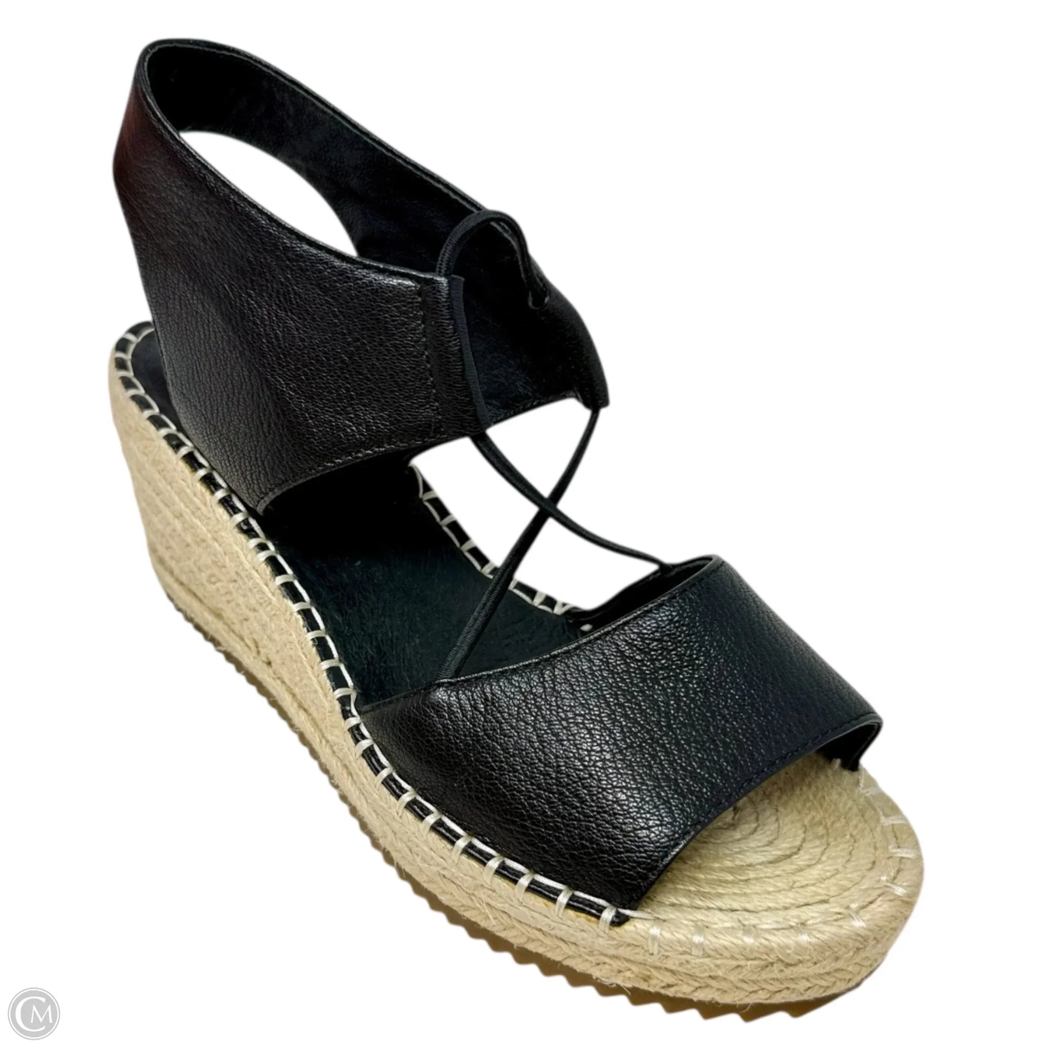 Eileen Fisher Agnes Wedge Espadrilles - Women's Black Comfort Shoes Size 7.5 | Casual Summer Sandals for Beach, Travel & Everyday Wear