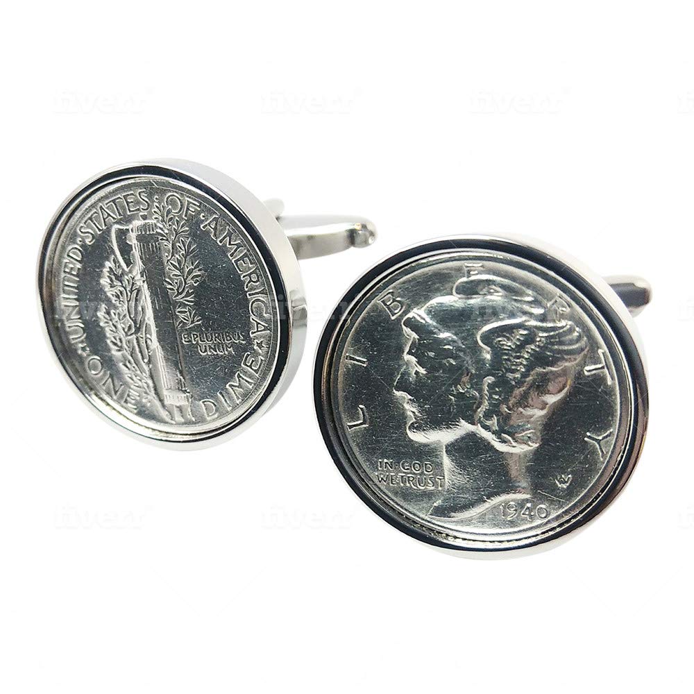 Genuine 1946 Coin Cufflinks - Rhodium Plated Vintage Birthday Gift for Men - Perfect 1946 Birthday Present, Anniversary & Father's Day Gift Idea