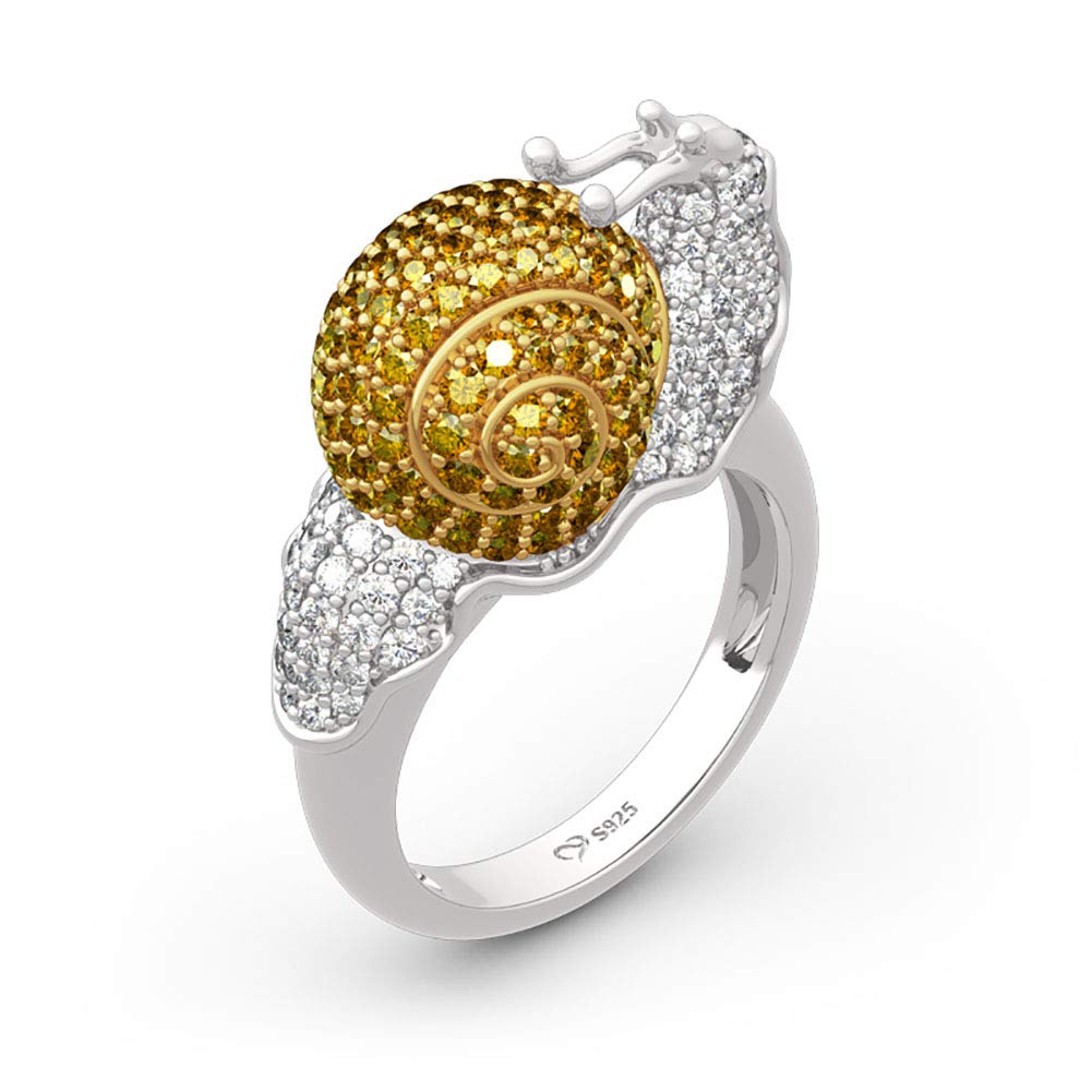 Jeulia Dream Garden Snail Design Sterling Silver Ring - Romantic Jewelry Gift for Women, Engagement & Anniversary Rings - Perfect for Proposals, Weddings & Special Occasions
