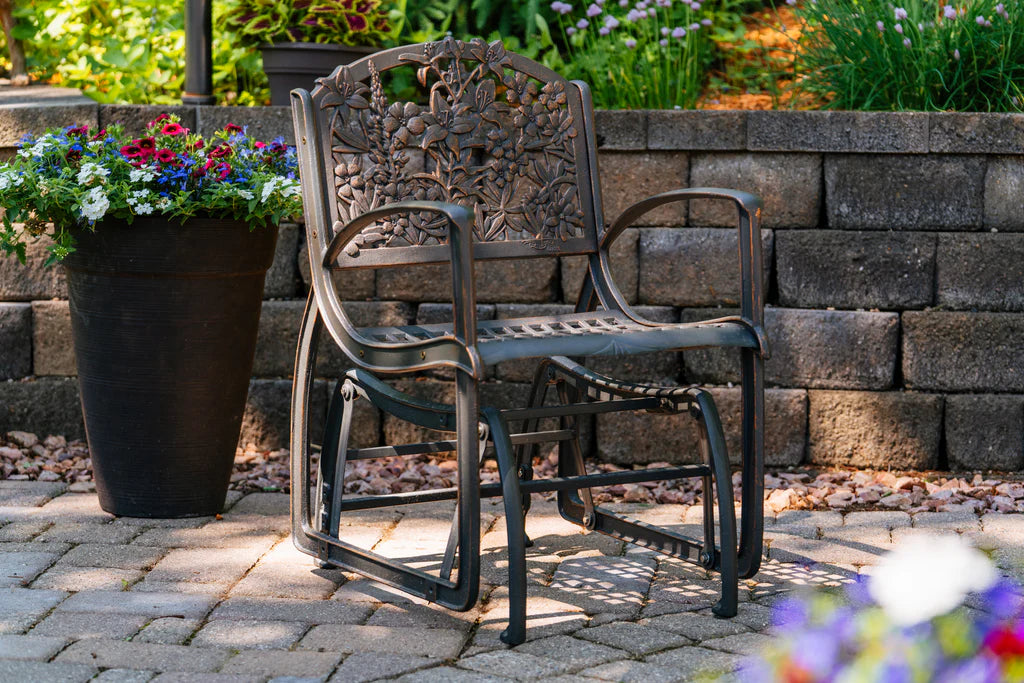Outdoor Wildflower Glider Chair - Comfortable Patio Rocking Chair for Garden, Porch & Backyard Relaxation | Perfect for Reading, Sunbathing & Enjoying Nature
