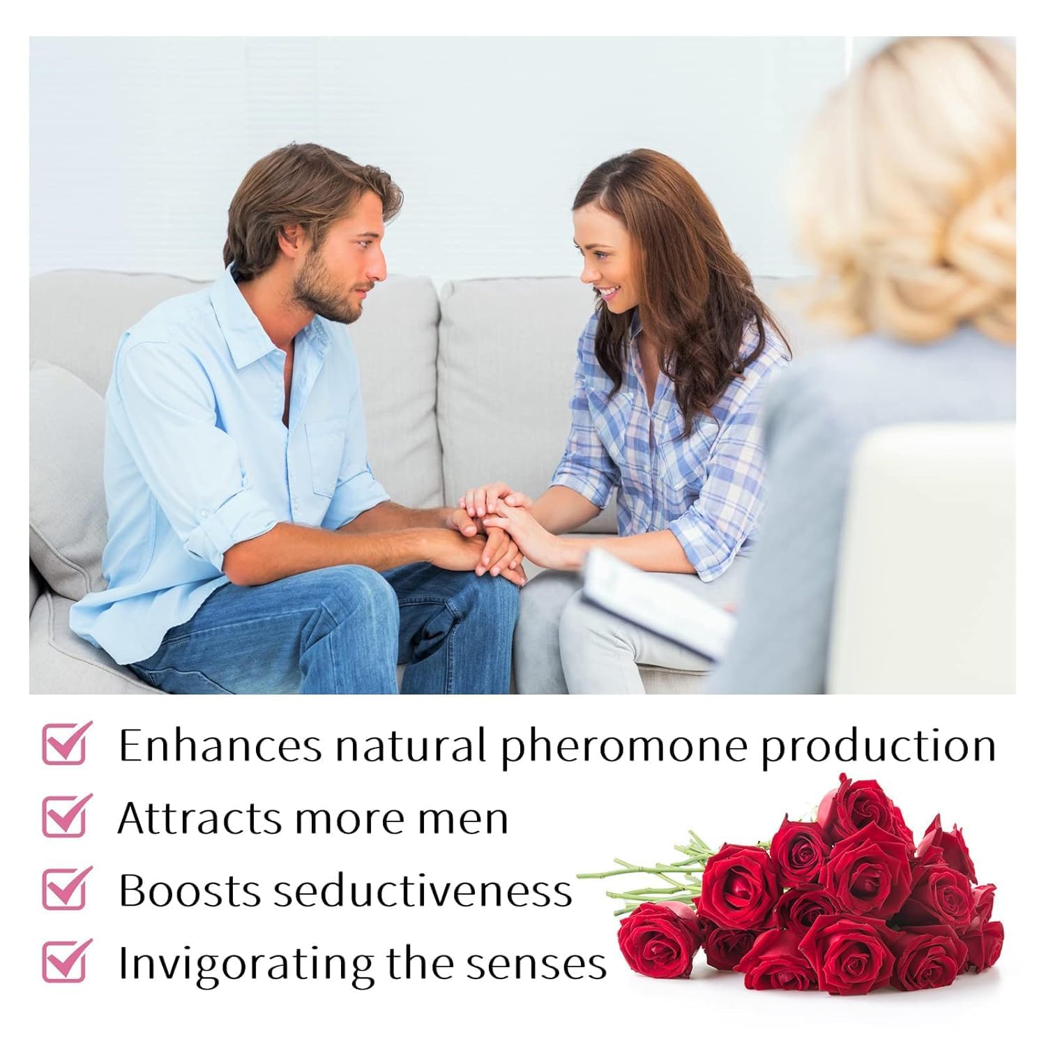 Pheromone Perfume for Women - Long Lasting Rose Scented Pheromone Oil Attraction (3 Pack) - Romantic Date Night & Special Occasion Fragrance
