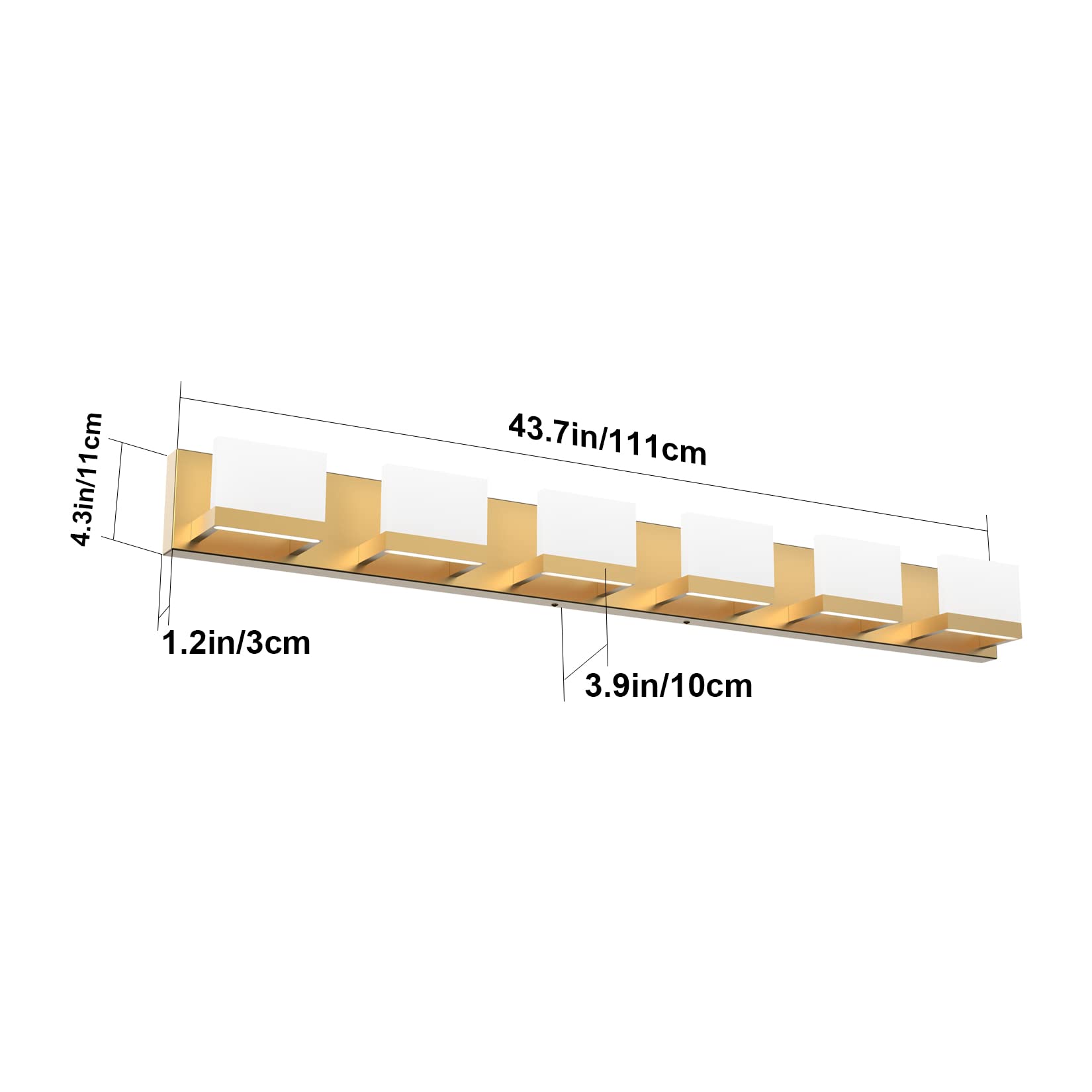Tipace 6-Light Modern LED Bathroom Vanity Light Fixture - Gold Finish, 6000K Daylight White, Up & Down Lighting - Perfect for Bathroom Mirror Illumination, Makeup Vanity, and Modern Home Decor