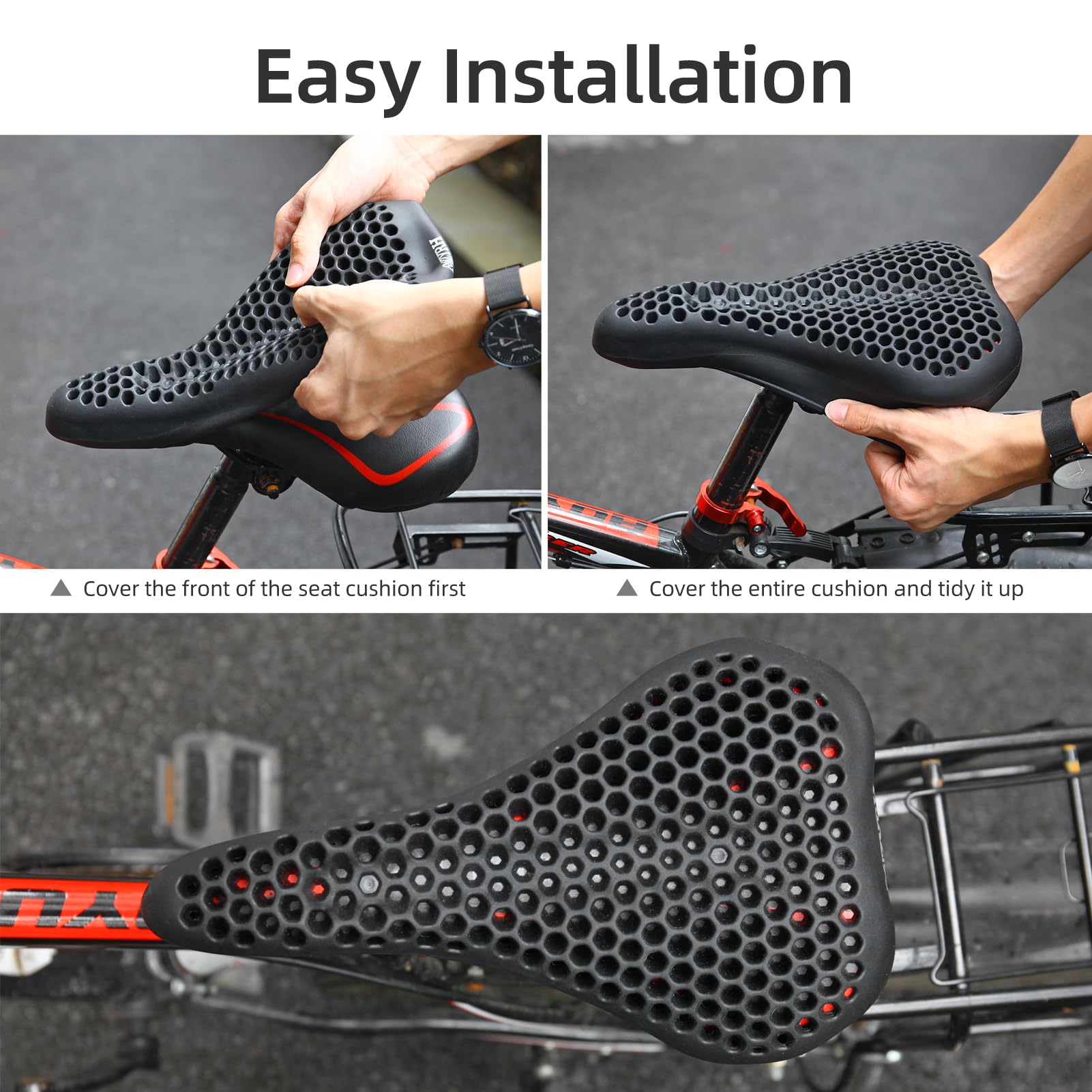 Gel Bike Seat Cushion - Comfortable Padded Bicycle Saddle Cover for Men & Women - Universal Fit for Mountain & Road Bikes - Perfect for Long Rides, Commuting & Indoor Cycling Workouts