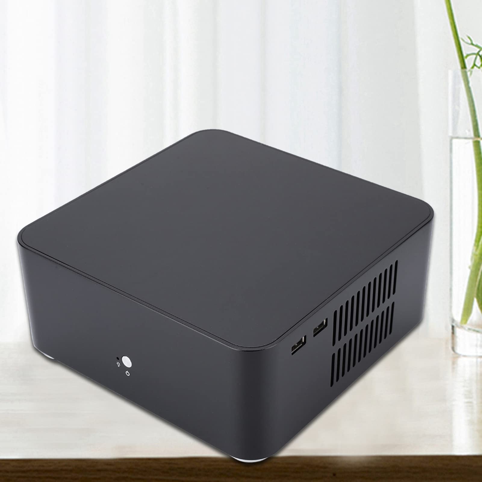 Mini ITX Computer Case - Compact Aluminum Alloy Gaming PC Case for Small Form Factor Builds | Perfect for HTPC, Home Theater & Space-Saving Desktop Setup (Black)