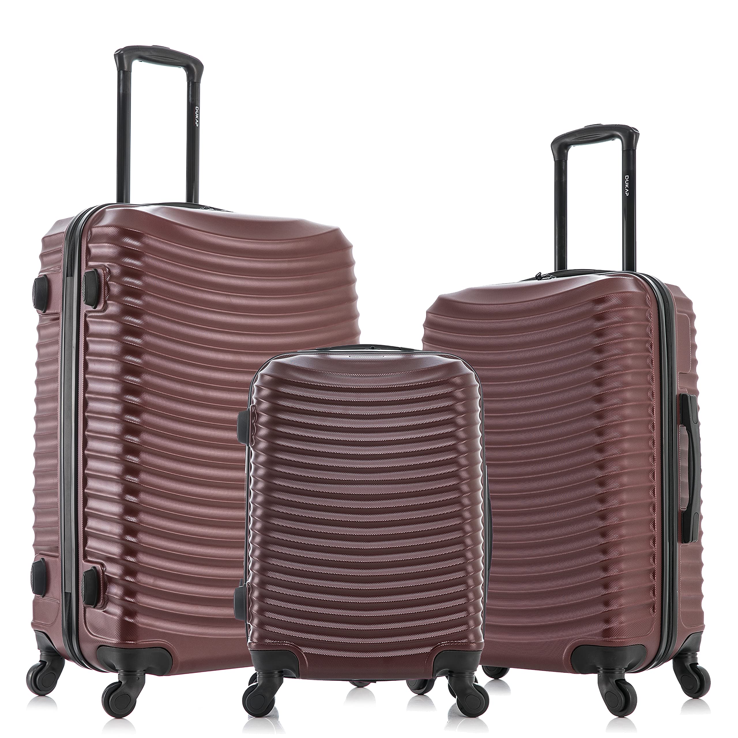 DUKAP ADLY 3-Piece Hardshell Luggage Set with Spinner Wheels - 20in, 24in & 28in Lightweight Durable Suitcases with Retractable Handle & TSA Lock - Perfect for Air Travel, Business Trips & Family Vacations (Wine Red)