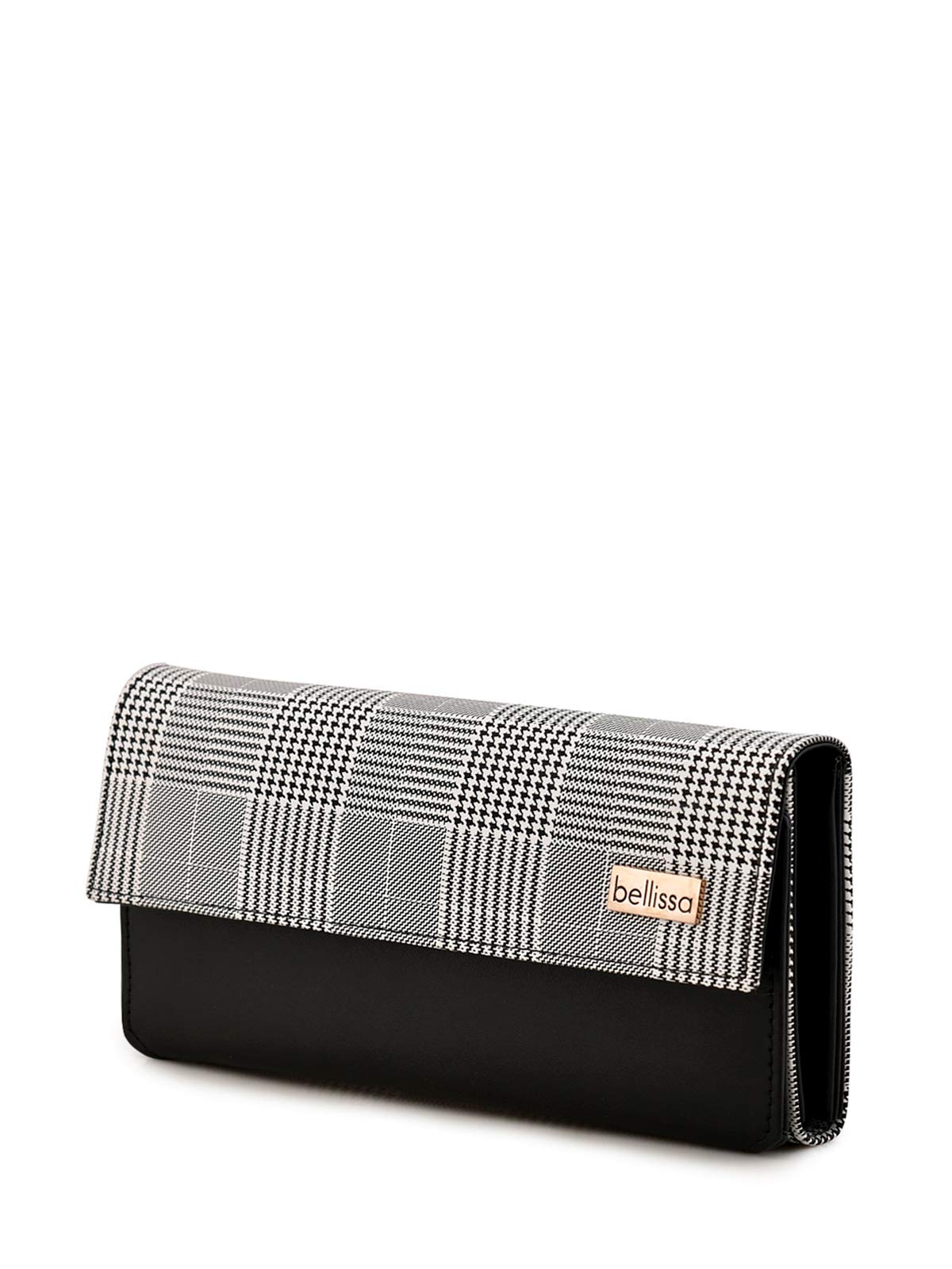 BELLISSA Women's Checkered Print PU Leather Handbag & Wallet Set - Adjustable Shoulder Bag with Detachable Strap & Matching Wallet (2-Piece Set) | Perfect for Work, Travel and Everyday Use