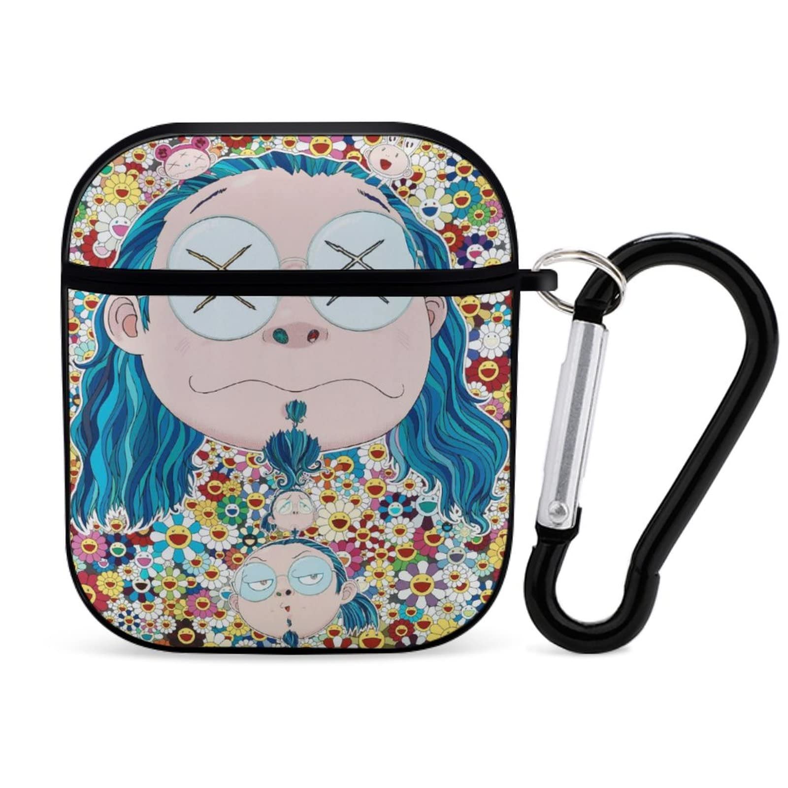 Takashi Murakami Sunflower AirPods Case - Shockproof Hard Cover for Apple AirPods 1 & 2 with Keychain | Compatible with Wired Charging | Personalized Protective Case for Gym, Travel & Daily Use