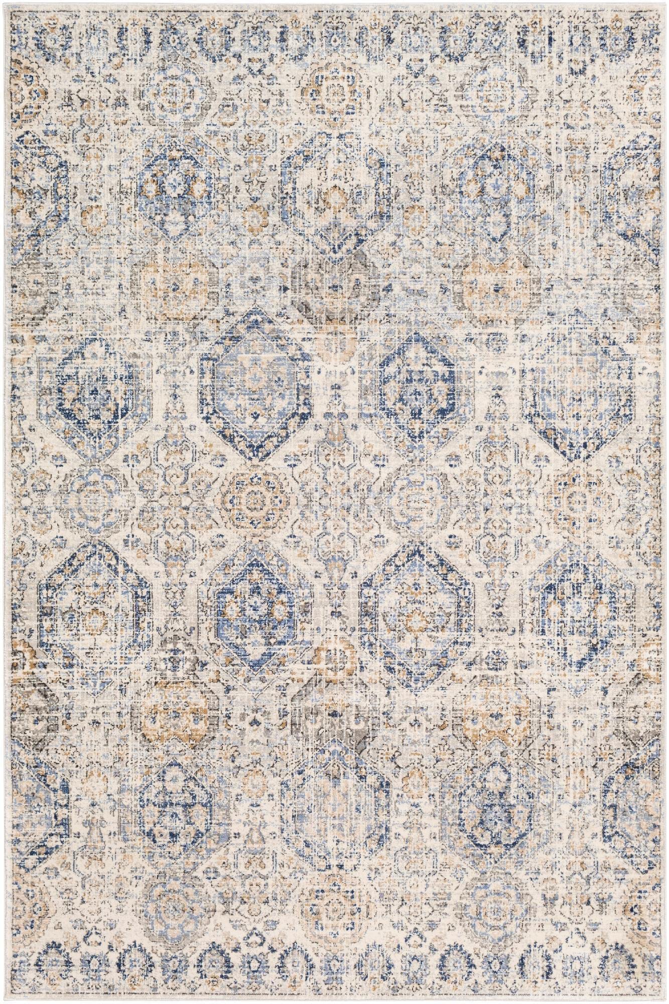 Mark&Day Traditional Bright Blue Area Rug 2x3 - Navy Grey Beige Carpet for Living Room, Bedroom, Kitchen | Soft Non-Slip Floor Mat for Home Decor, Office & Dorm (2' x 2'11