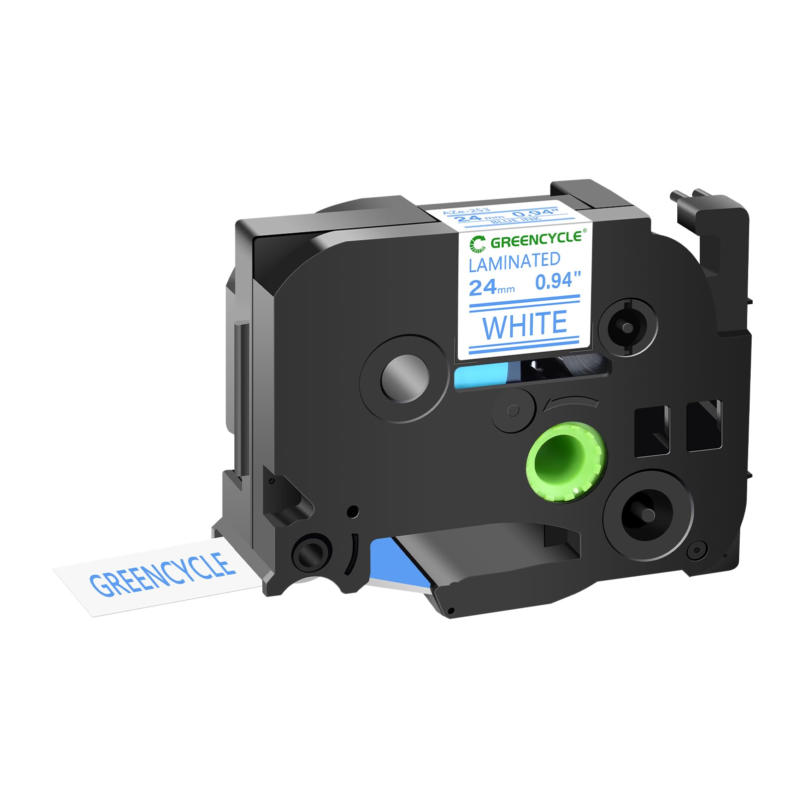 GREENCYCLE Compatible Brother TZe-253 TZe253 Label Tape 24mm (0.94 Inch) - 50 Pack Blue on White Laminated Label Cartridge for PT2730, PT9600, PTD600VP, PTD800W, PTH500LI, PTP700, PTP710BT, PTP750 - Perfect for Office Organization, Shipping Labels & Product Tagging
