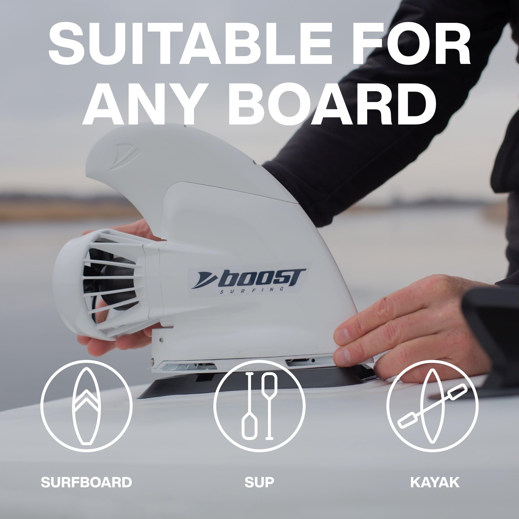 Boost Fin - Lightweight Electric Motor Fin for Surfboards, SUPs & Kayaks | Compact & Durable Remote Control Propulsion System | Perfect for Surfing, Fishing & Water Sports Adventures