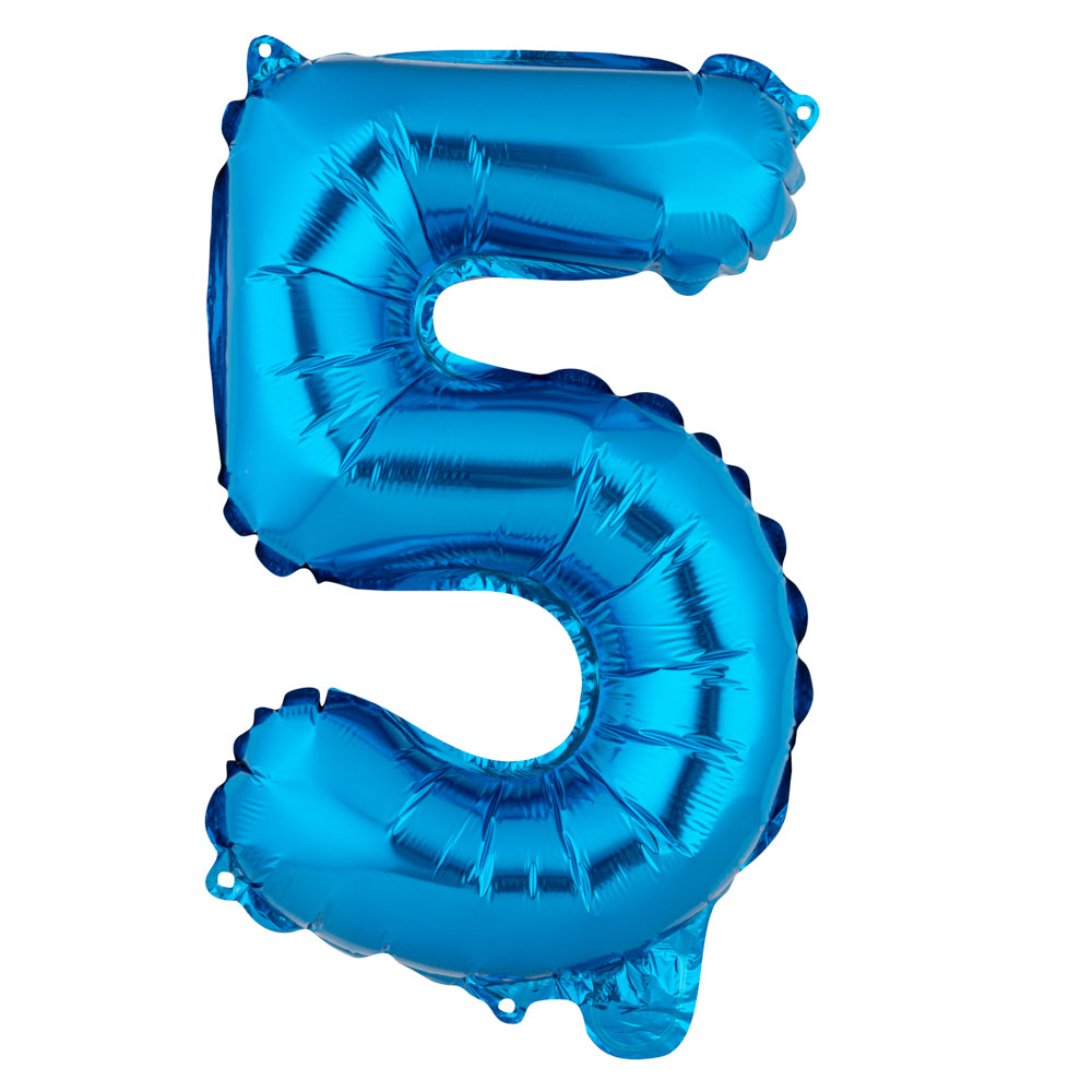 Balloonify Blue Mylar Number 5 Balloon - 16 Inch Party Decoration for Birthdays, Anniversaries & Celebrations - 1 Count Box