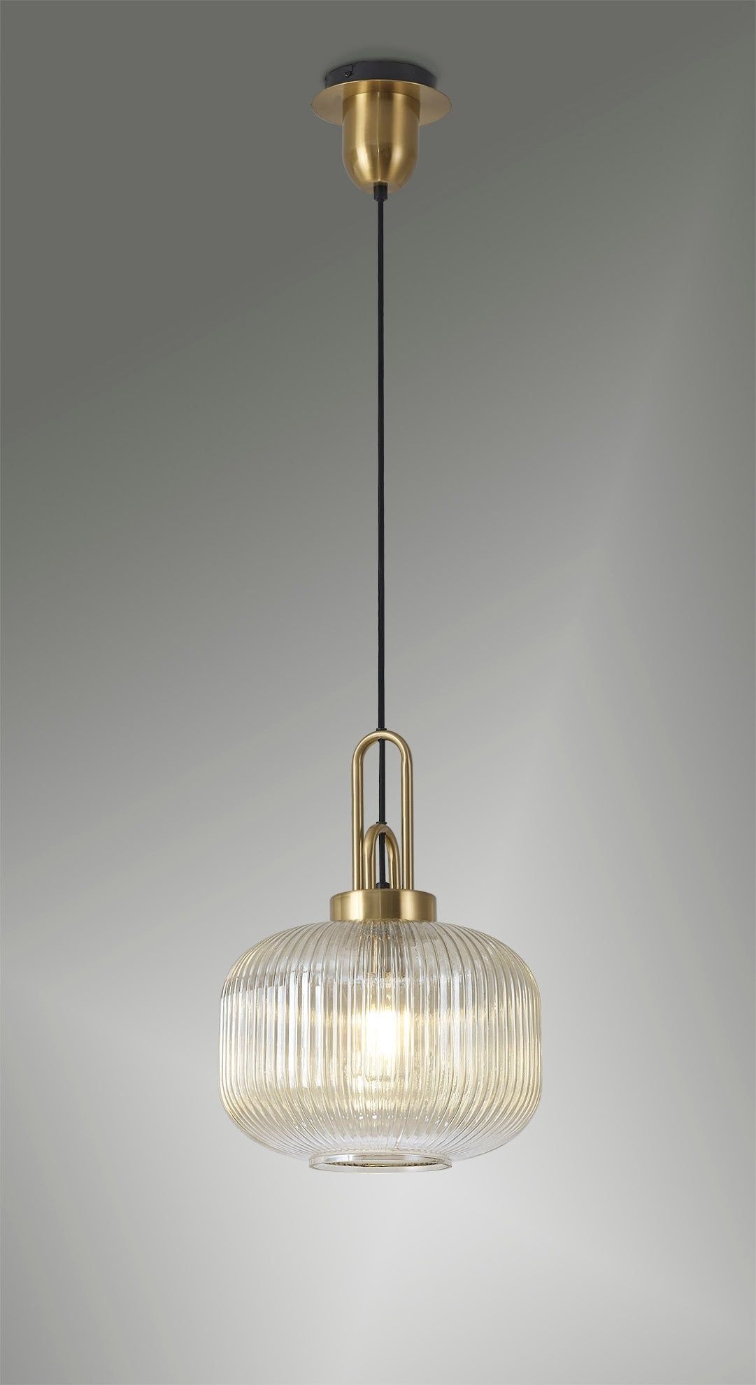 Stylish Cadiz 1-Light Pendant Light with 30cm Pumpkin-Shaped Ribbed Glass Shade - E27 Socket, IP20 Rated, Multiple Color Options - Perfect for Kitchen Island, Dining Room, or Entryway Lighting