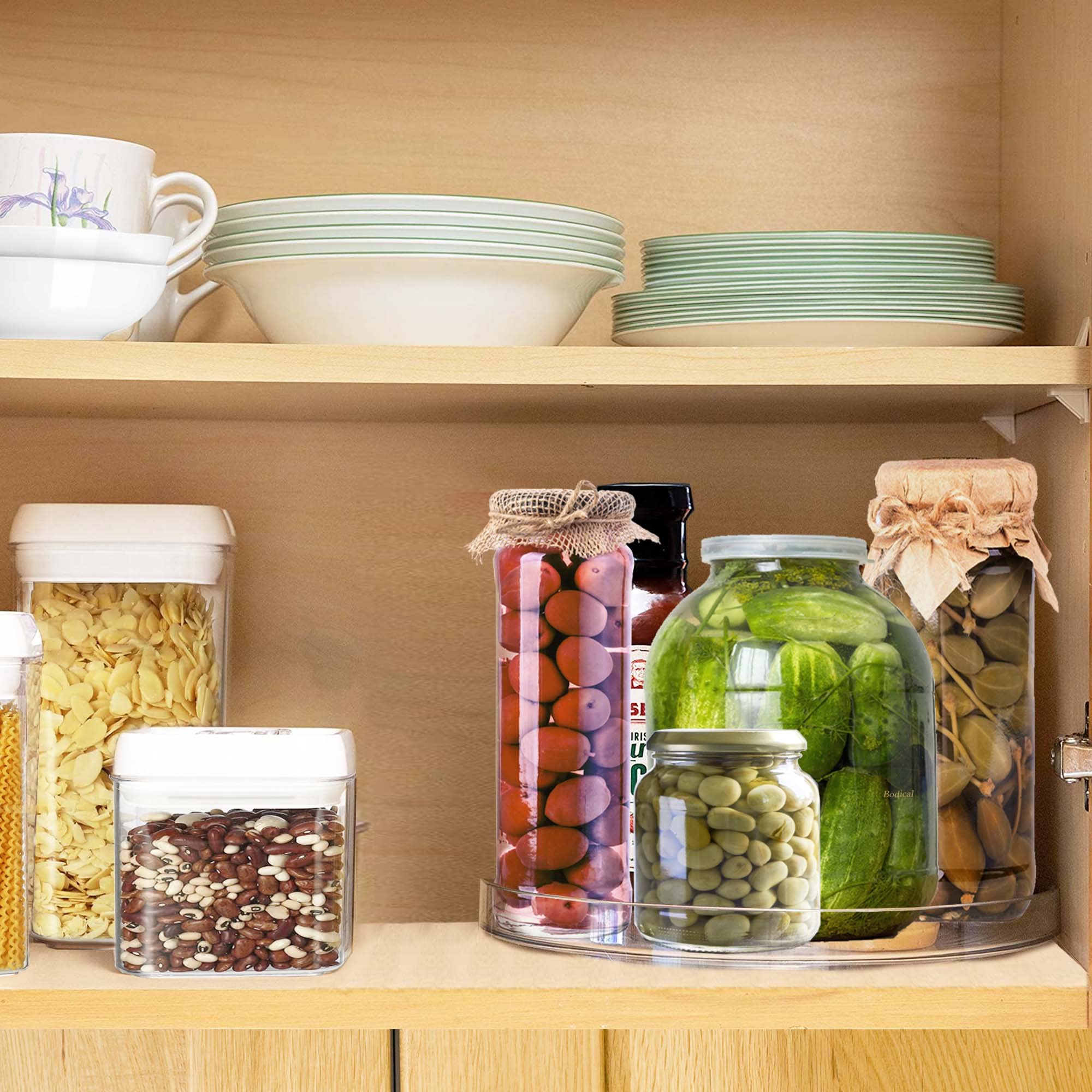 2 Pack Clear Lazy Susan Turntable Organizer - 9.25 Inch Rotating Cabinet Shelf for Kitchen Pantry Storage | Space-Saving Spice Rack, Makeup Organizer & Bathroom Storage Solution