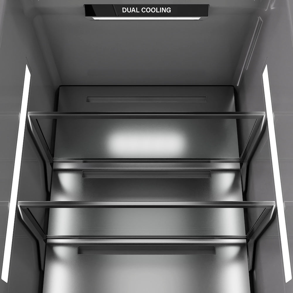 ZLINE Autograph Edition 24-Inch 12.5 cu ft Stainless Steel Column Refrigerator - Graphite Gray Interior & Champagne Bronze Accents (RCRVZ 30424 CB) - Perfect for Modern Kitchens, Open-Concept Homes & Luxury Condos