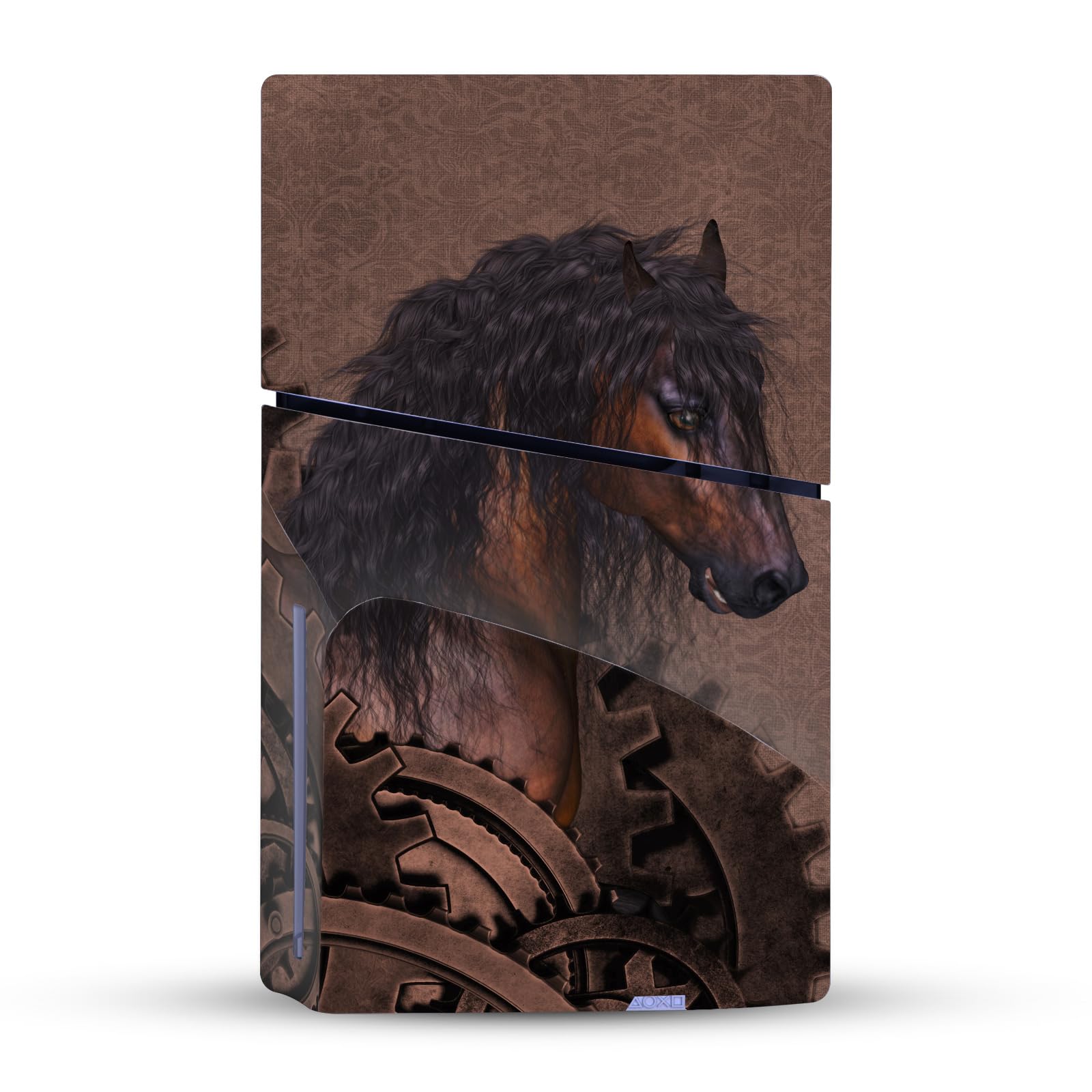 Official Simone Gatterwe Mechanical Gear Steampunk Horse Vinyl Sticker for Sony PlayStation 5 PS5 Slim/PRO Disc Edition Console - Gaming Skin Decal for Customization & Protection | Perfect for Gamers & Collectors