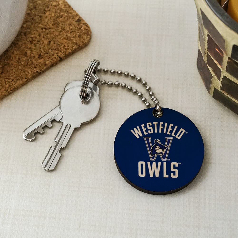 Westfield State Owls Wooden Round Keychain - Personalized Engraved Key Ring for Keys, Gifts & School Spirit - Perfect for Alumni, Students & Fans