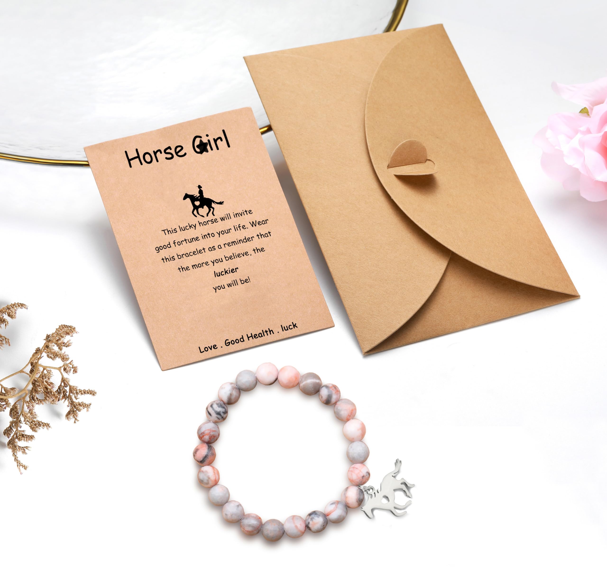 Baydurcan Horse Bracelet for Women & Teens - Natural Stone Horse Jewelry, Unique Birthday Gift for Horse Lovers - Perfect for Equestrian Events, Outdoor Adventures & Everyday Wear