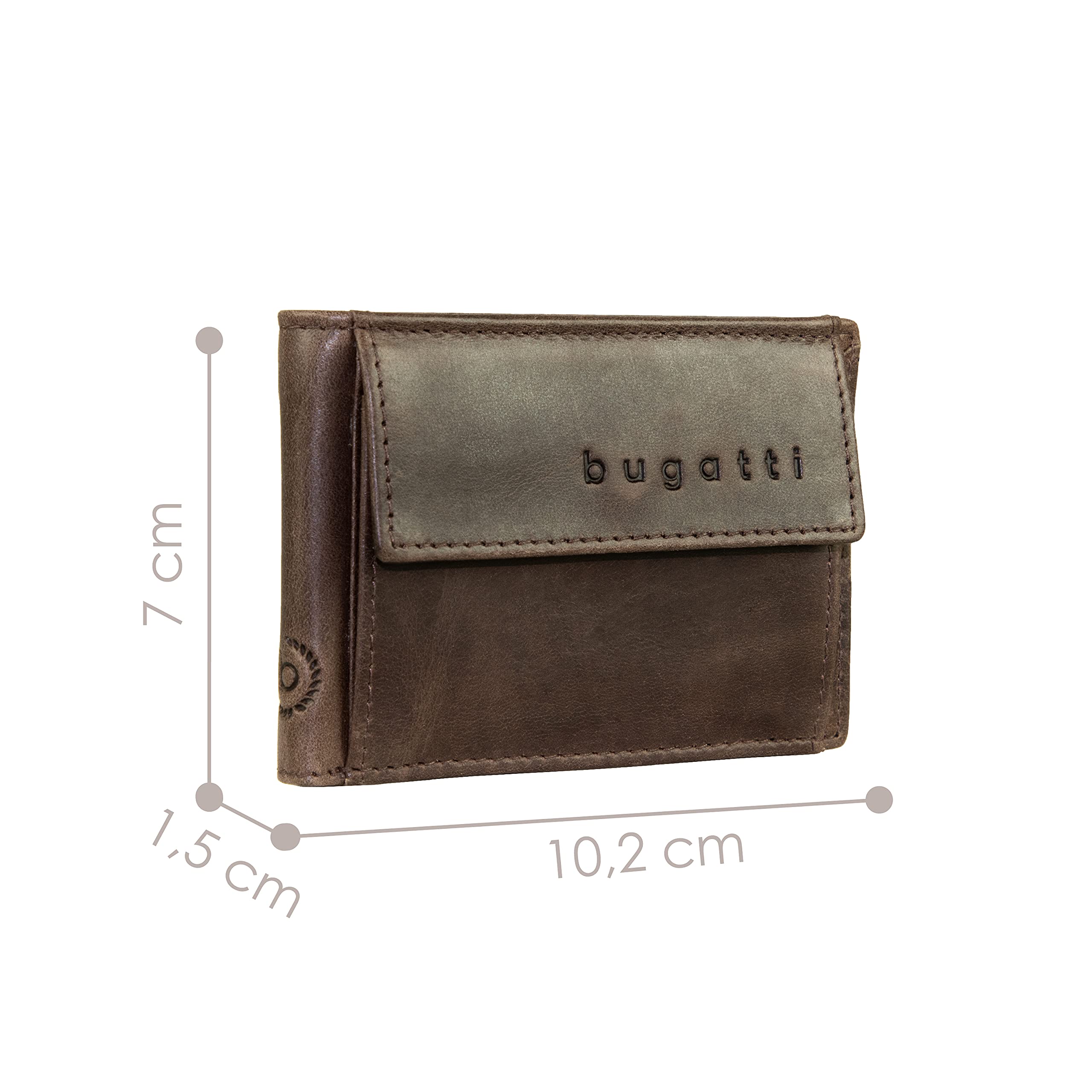 Bugatti Volo Genuine Leather Men's Slim Wallet - Small Brown RFID Blocking Bifold for Everyday Carry & Travel