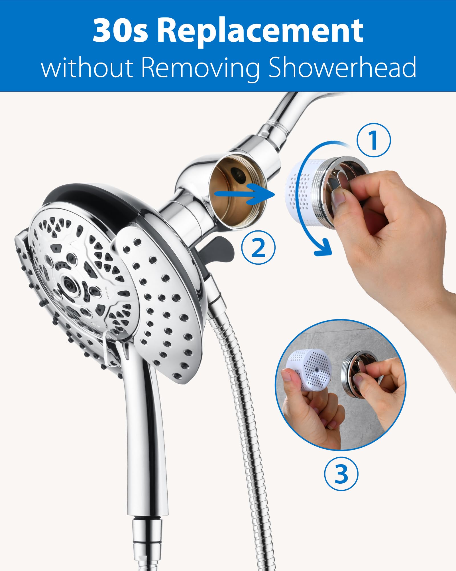 2-in-1 Filtered Shower Head with Handheld - 10 Mode Adjustable Rainfall & Massage Spray Showerhead System for Relaxing Bath & Spa Experience - Perfect for Bathroom Renovation & Water Saving