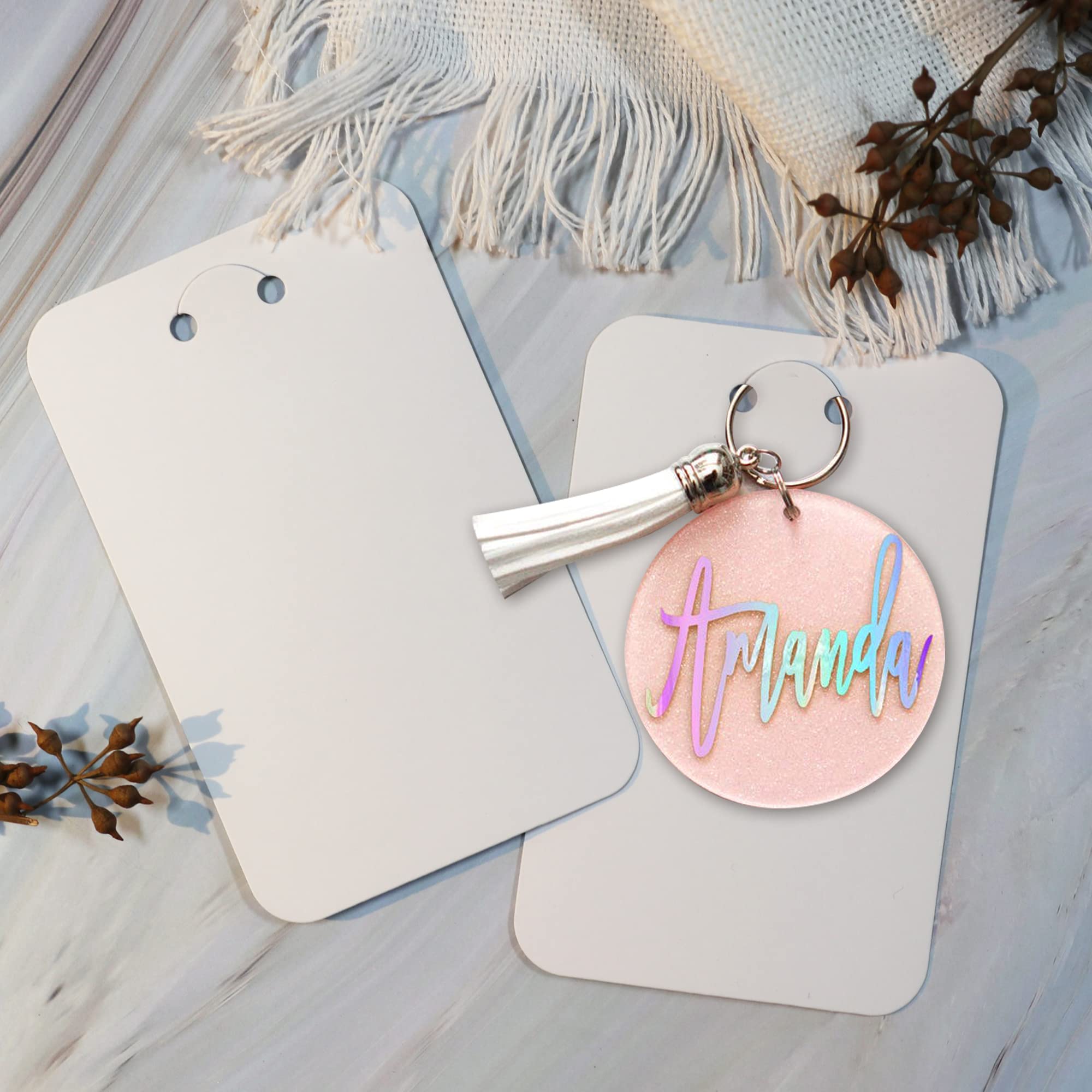 100 Pcs Keychain Display Cards with Self-Sealing Bags - 3'' x 4.7'' Keychain Card Holders for Jewelry, Keyrings & Gift Packaging - Durable White Key Card Display Supplies for Retail Stores, Trade Shows & Boutique Merchandising