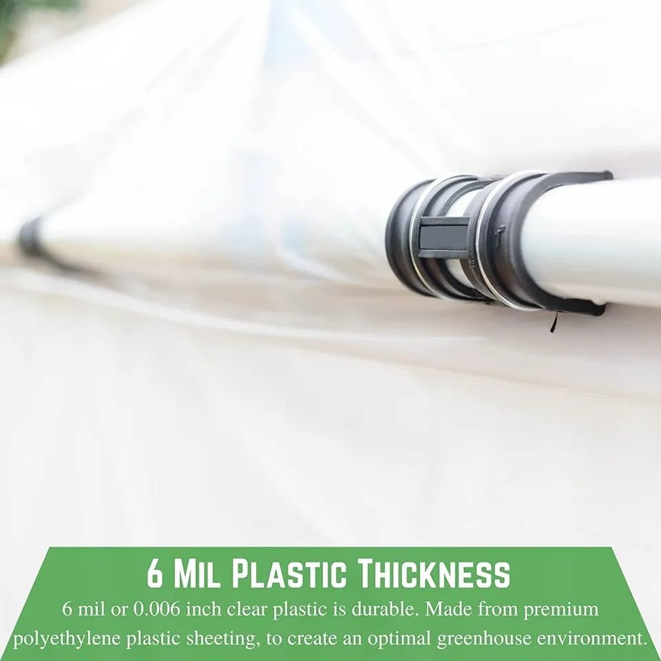 4-Year Clear 6 mil Greenhouse Plastic Sheeting - Durable Polyethylene Film for Greenhouses, Plant Protection & DIY Projects (12' x 5') - Perfect for Gardening, Hydroponics & Seasonal Plant Covers