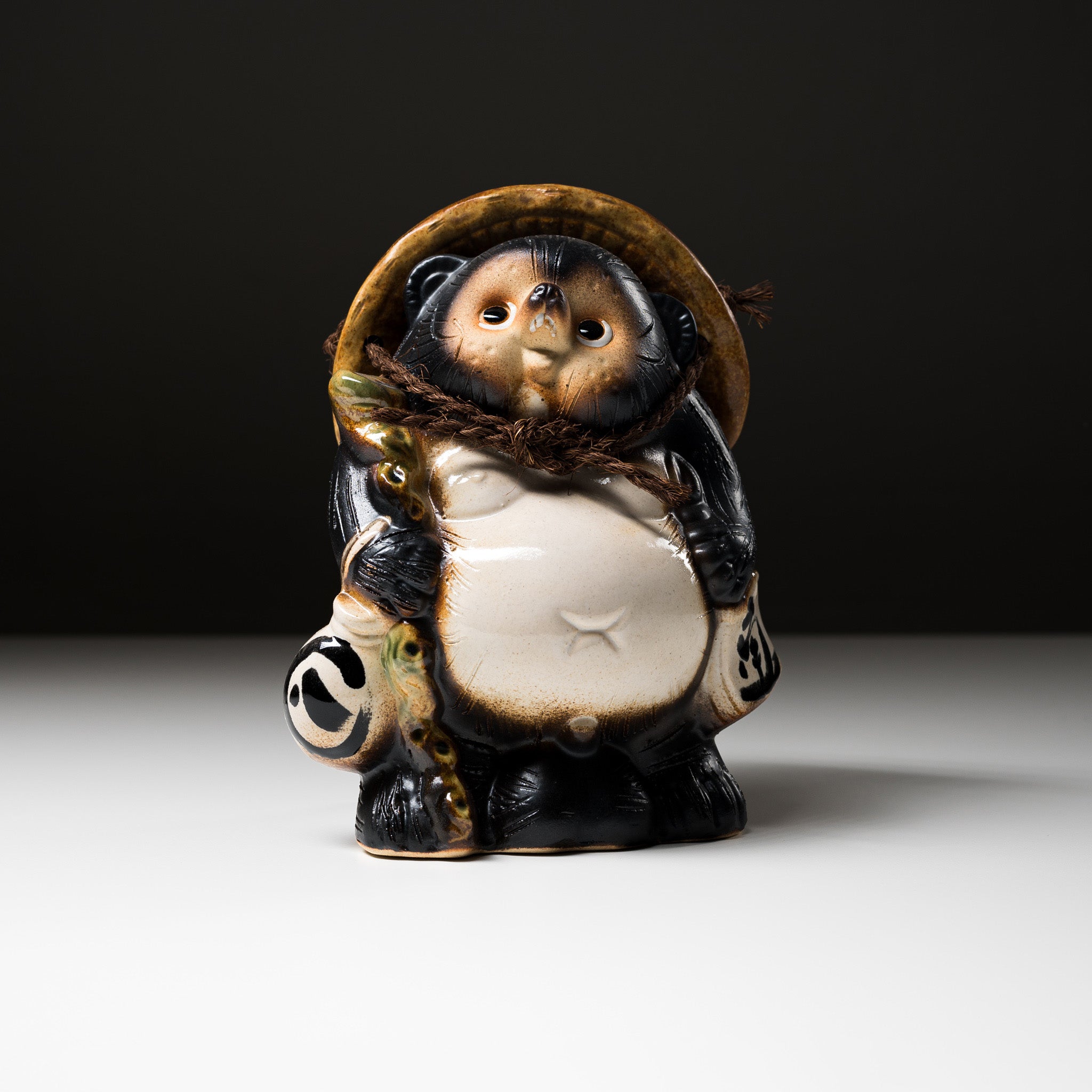 Authentic Shigaraki Ware Lucky Raccoon Ornament - 7.5 Inch Japanese Ceramic Tanuki Figurine for Home Decor, Gift & Good Fortune