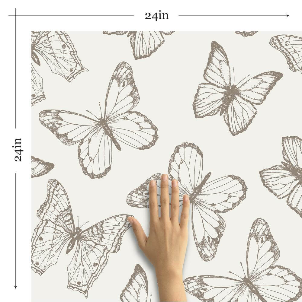 Tan Botanical Animal Peel and Stick Removable Wallpaper 7507 - Self-Adhesive Wall Decor for Nursery, Bedroom & Home Office