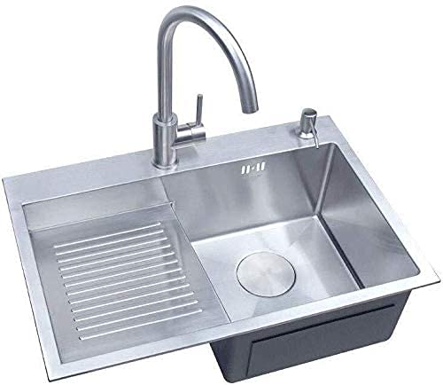Stainless Steel Kitchen Sink - Brushed Single Bowl Undermount Sink for Modern Home & Restaurant Use