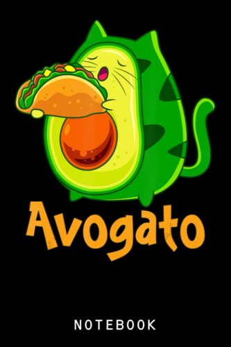 Avocado Cat with Taco Vegan Kitten Journal Notebook - Lined Composition Notebook for Cat Lovers, Perfect for Journaling, Note Taking & Gift Giving