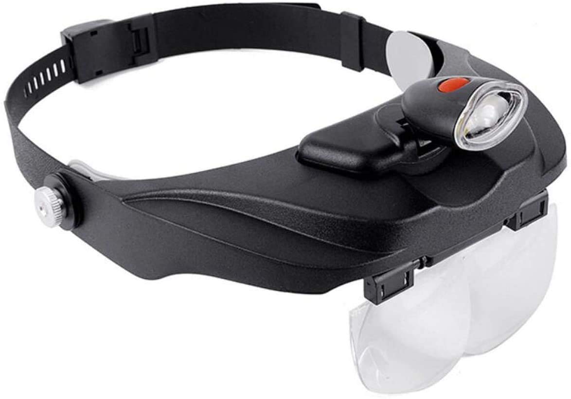 Head-Mounted Magnifying Glass with LED Light - 5X Magnifier for Reading, TV Watching, Jewelry Making, Mobile Phone & Watch Repair - Perfect for Crafts, Hobbies and Detailed Work