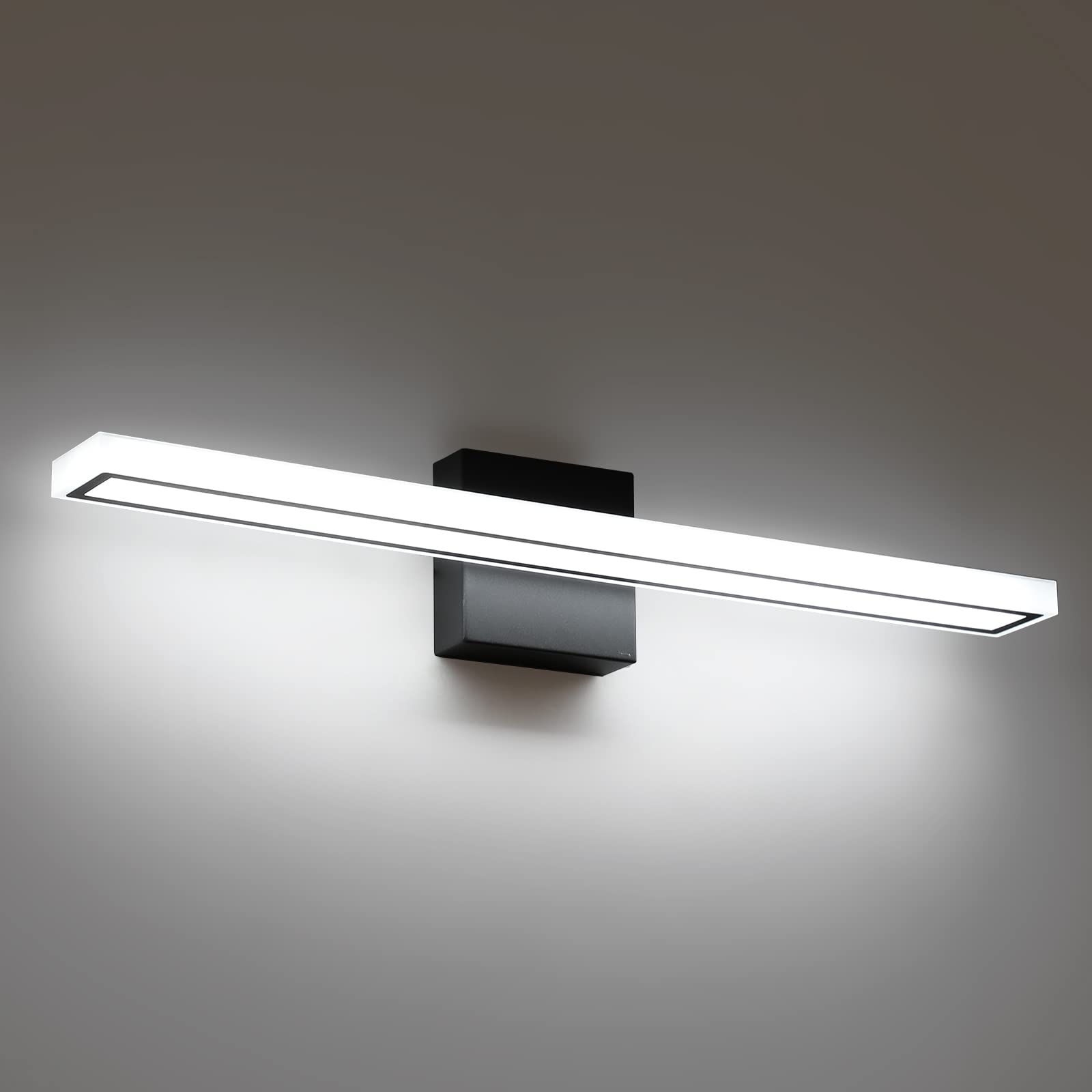 Ralbay 24 Inch Matte Black Vanity Light Fixture - 18W Modern LED Bathroom Light Bar for Mirror, Wall Mounted Indoor Lighting, 6000K Cold White - Perfect for Bathroom, Dressing Room & Makeup Area