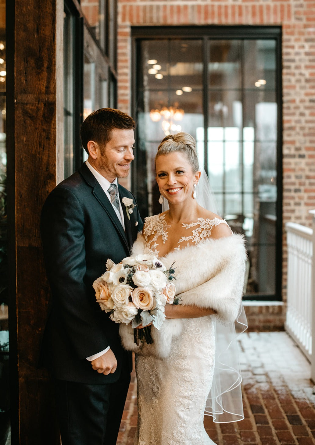 Ivory and Black Fur Shawl for Brides - Elegant Wedding Wrap (Lilian Wht03) | Perfect for Winter Weddings, Bridal Portraits & Formal Events