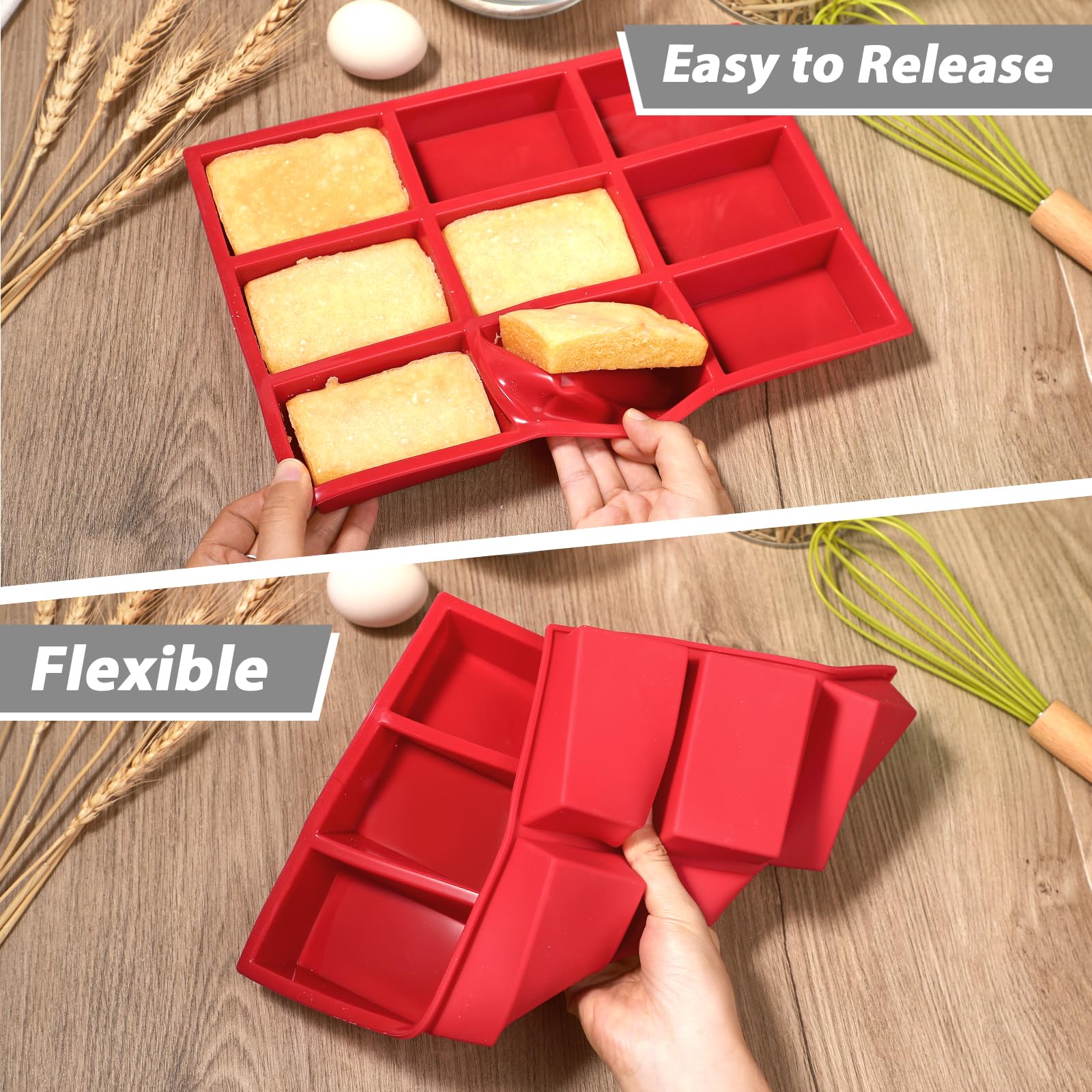 Webake Mini Loaf Pan Silicone Baking Mold - Non-Stick 4-Cavity Mini Loaf Cake, Bread, Meatloaf, Cornbread, Brownie & Muffin Pan - Perfect for Rectangle Soap Bars & Resin Epoxy Casting - Ideal for Home Baking, Gifts & DIY Crafts