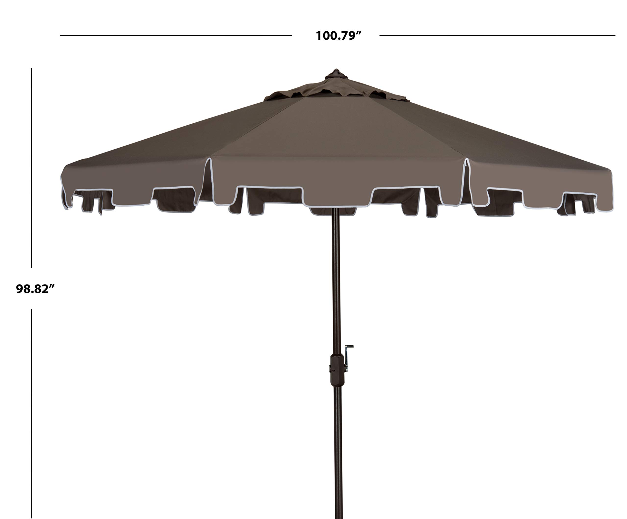 SAFAVIEH Zimmerman Crank Market Umbrella with Flap - Waterproof Outdoor Patio Umbrella for Garden, Poolside & Backyard - Wind-Resistant Sun Shade with Easy-Turn Crank Mechanism