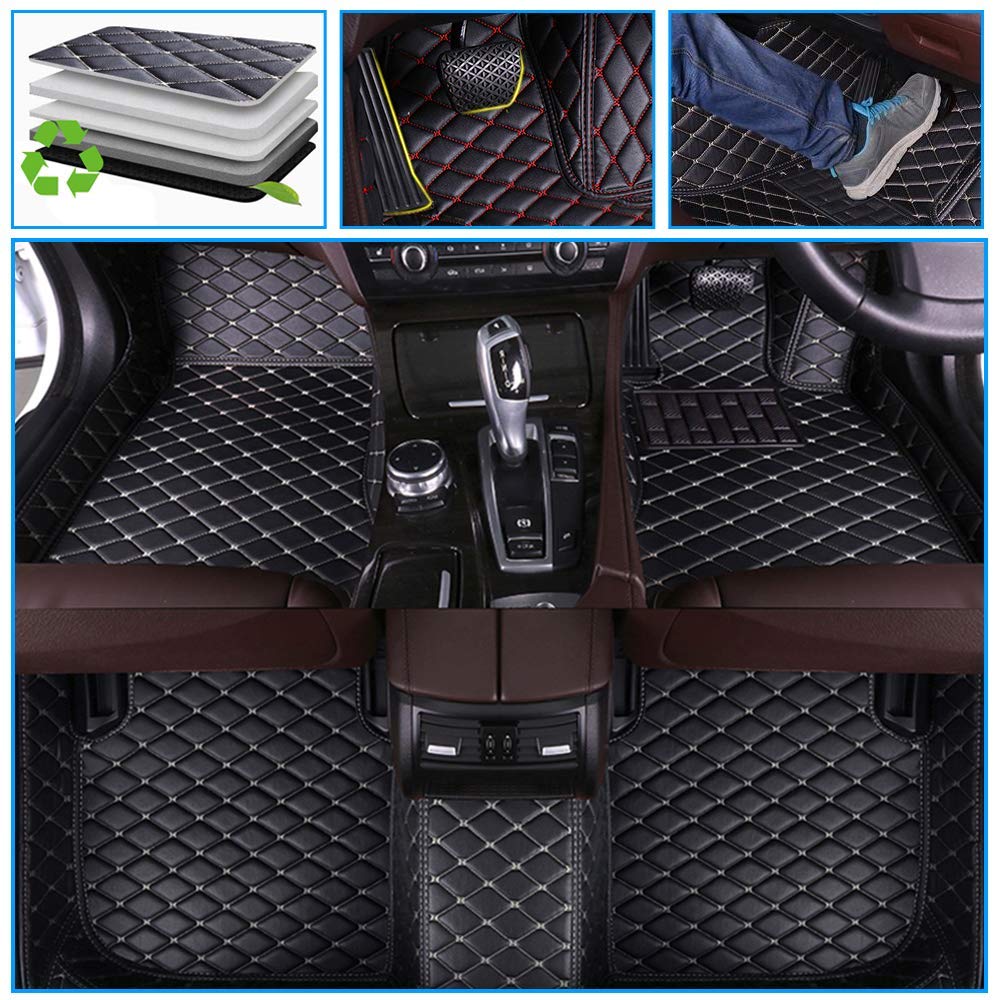 2009-2017 Jeep Patriot Custom Fit All-Weather Floor Mats - Heavy Duty Non-Slip Car Floor Liners with Full Coverage Protection (Black/Beige) - Perfect for Off-Road, Daily Commute & Winter Driving