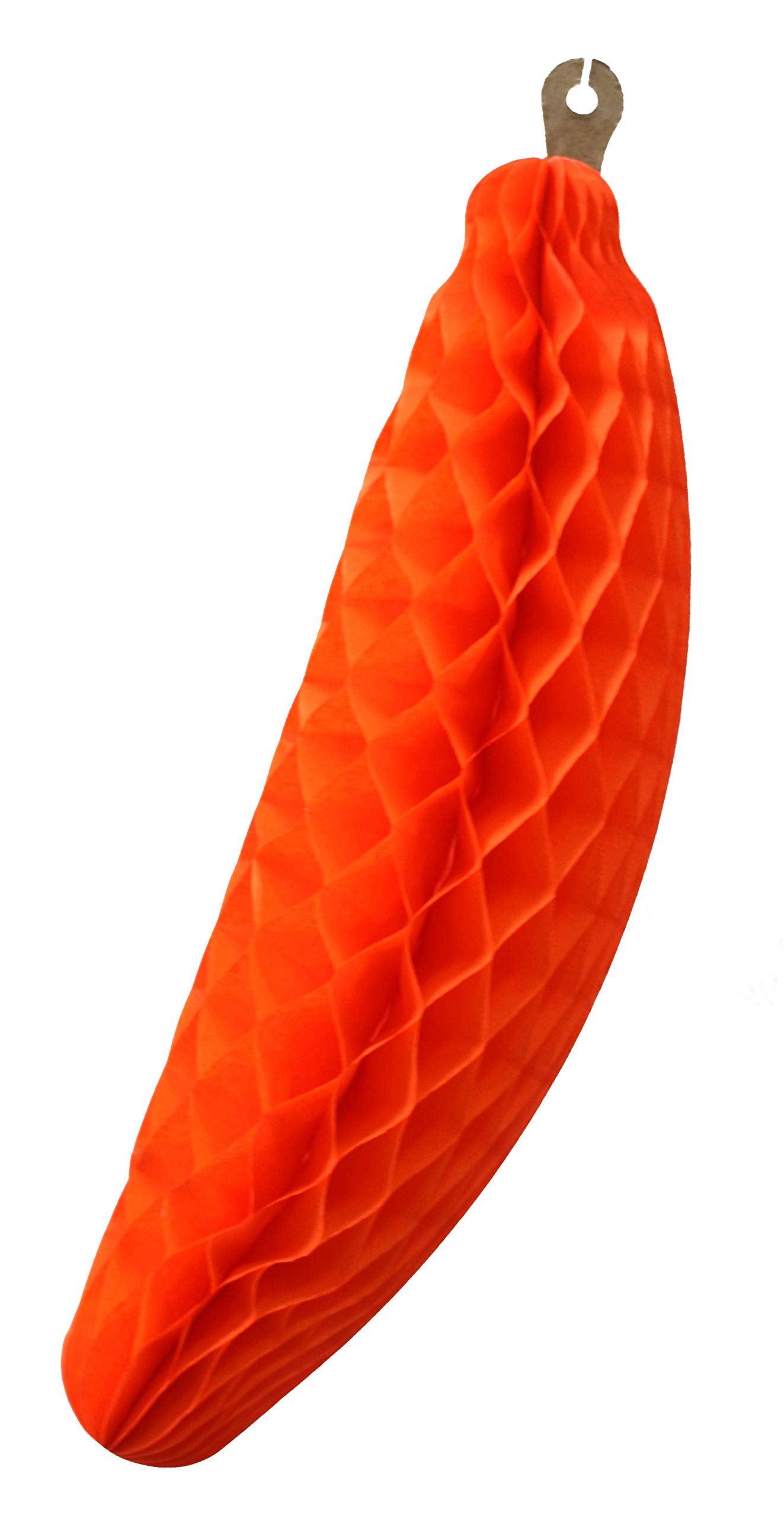 2-Pack 15 Inch Large Honeycomb Tissue Paper Banana Fruit Decorations in Orange - Perfect for Birthday Parties, Baby Showers, and Tropical Themed Events