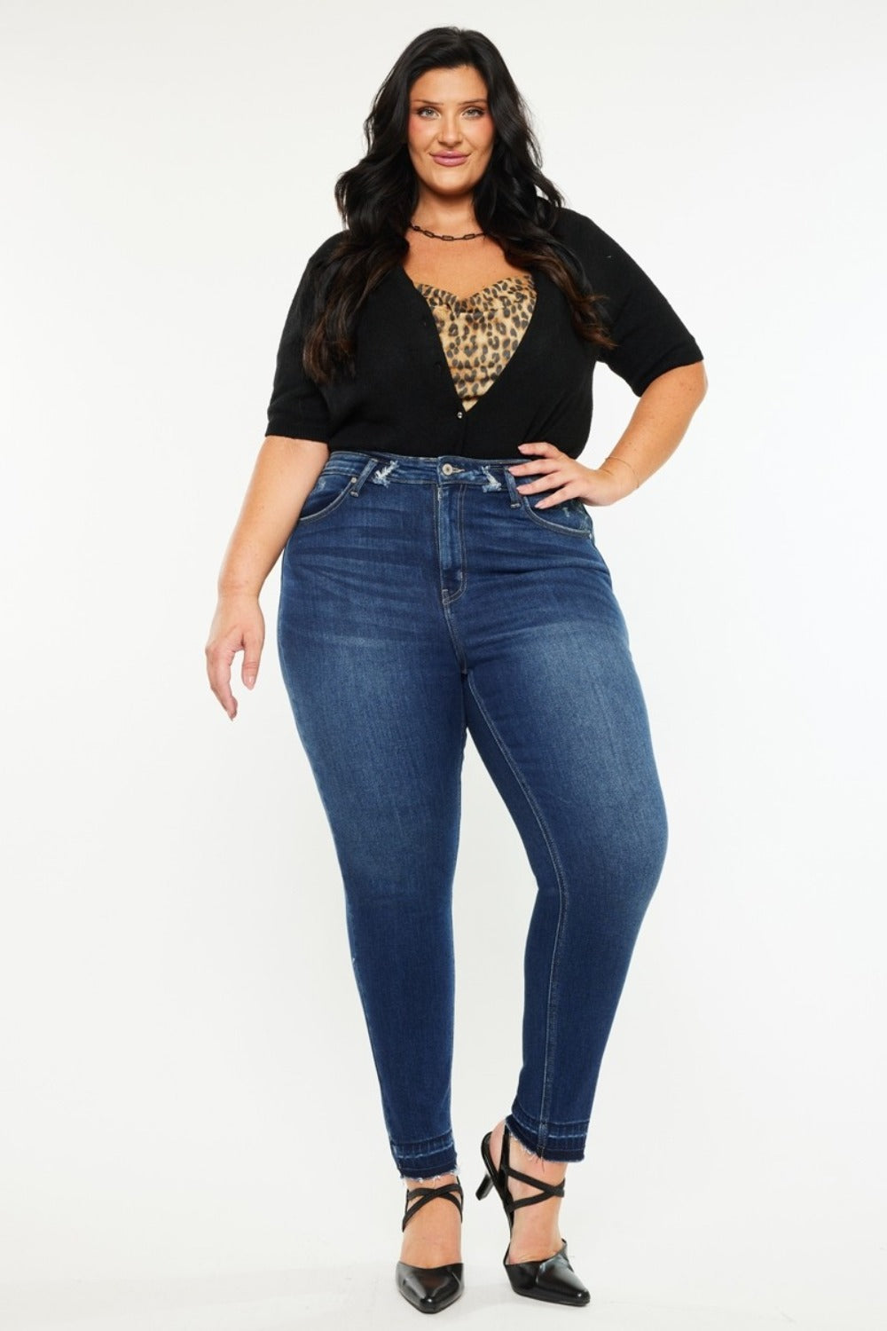 Kancan Women's Full Size High Rise Ankle Skinny Jeans - Stretch Denim Pants for Casual Wear & Night Out