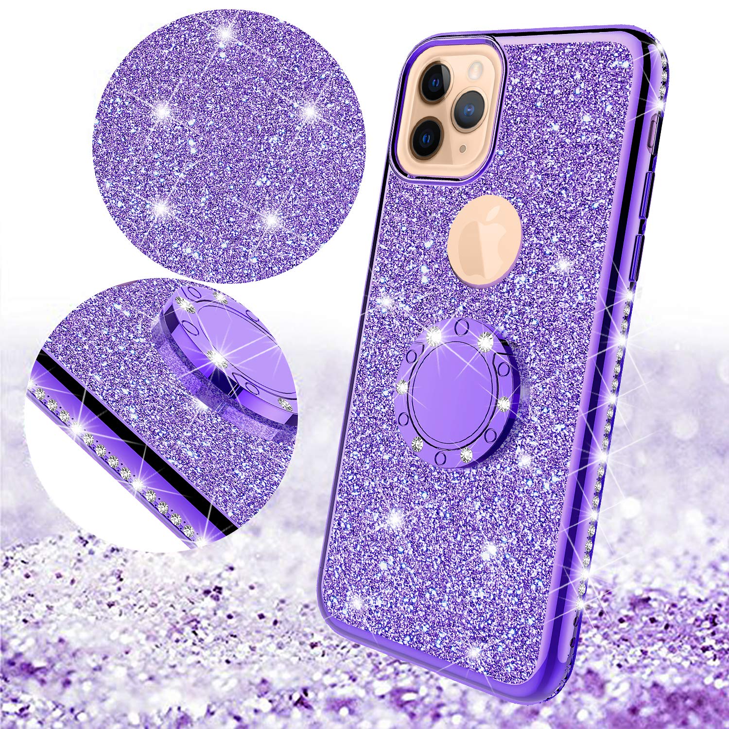 Sparkly iPhone 11 Pro Max Case with Kickstand - Bling Rhinestone Cover for Girls | Party & Daily Use