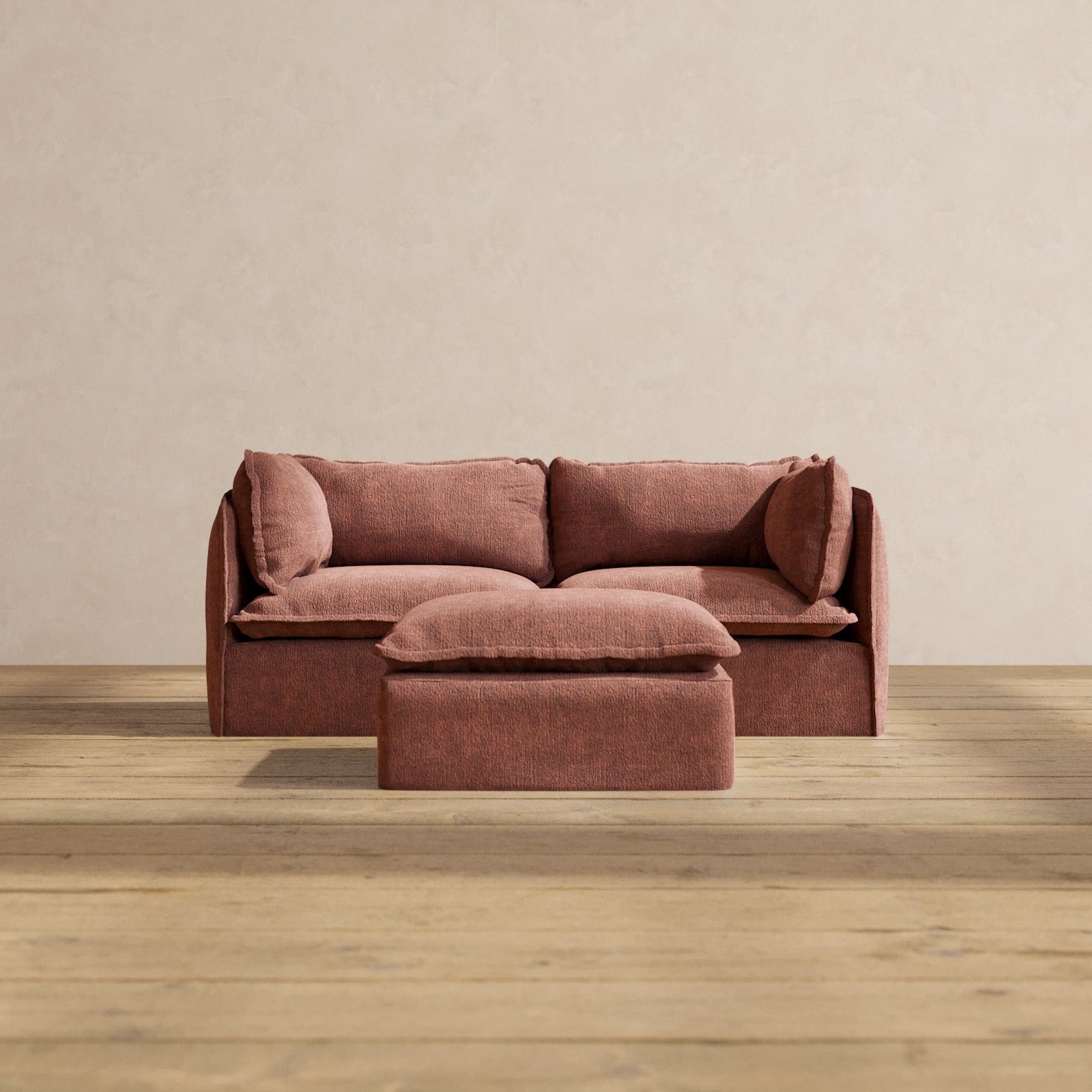 Premium Modular Performance 2-Seater Sofa with Ottoman in Rich Chestnut Brown | Modern Living Room Furniture for Relaxation & Entertainment | Perfect for Small Spaces, Apartments and Cozy Home Decor