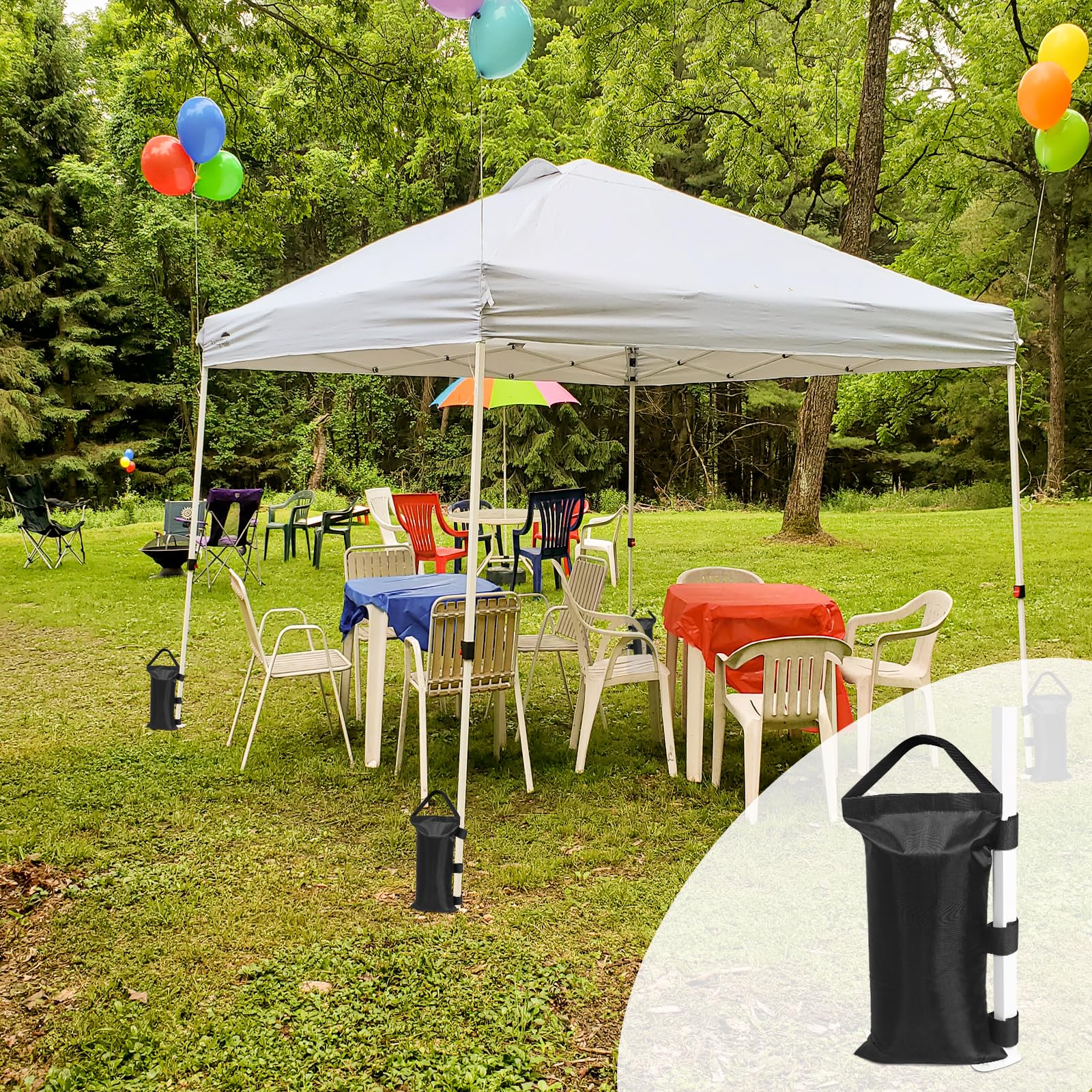 EAGLE PEAK Heavy-Duty Instant Canopy Sand Bags 4-Pack - Weighted Anchor Kit for Pop Up Tents, Gazebos & Canopies | Windproof & Waterproof | Perfect for Camping, Beach, Outdoor Events & Backyard Parties (Black, Sand Not Included)